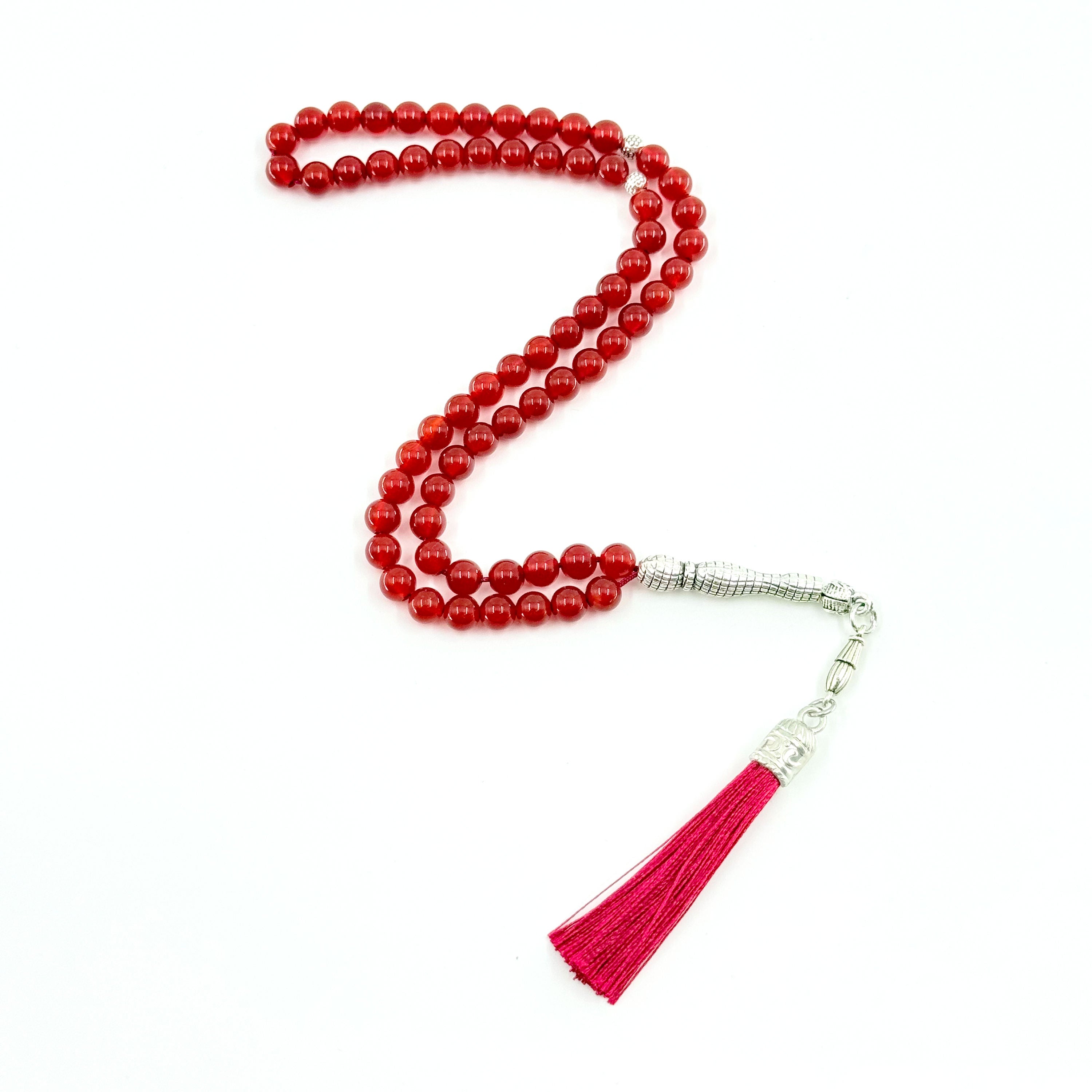 66 Bead Red Agate Tasbih – 8mm Premium Islamic Prayer Beads with Elegant Tassel