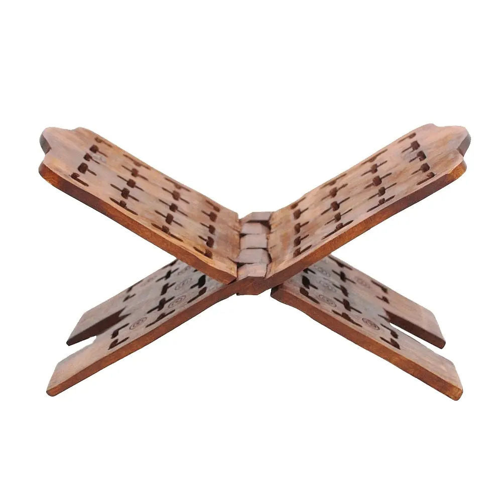 Hand-Carved Quran Stand for Prayer - Solid Wood Book Holder for Islamic Reading
