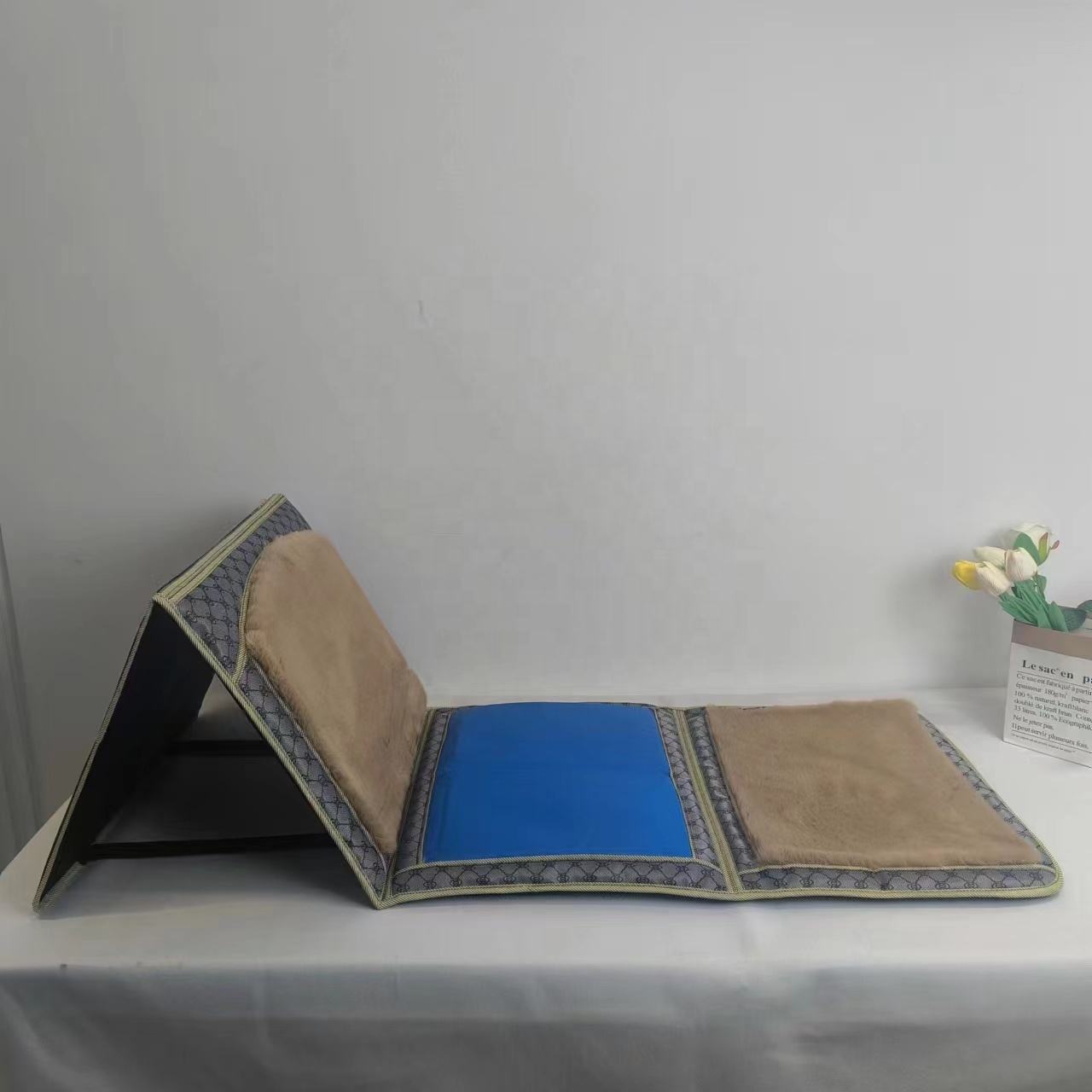 Modern Islamic Prayer Rug with Backrest, High-Pile Plush Villus, Cooling Cushion & Foldable Design