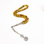 Tiger Eye Prayer Bracelet for Men - 45 Bead 8mm Tasbih Misbaha for Zikr, Natural Stone Islamic Gift