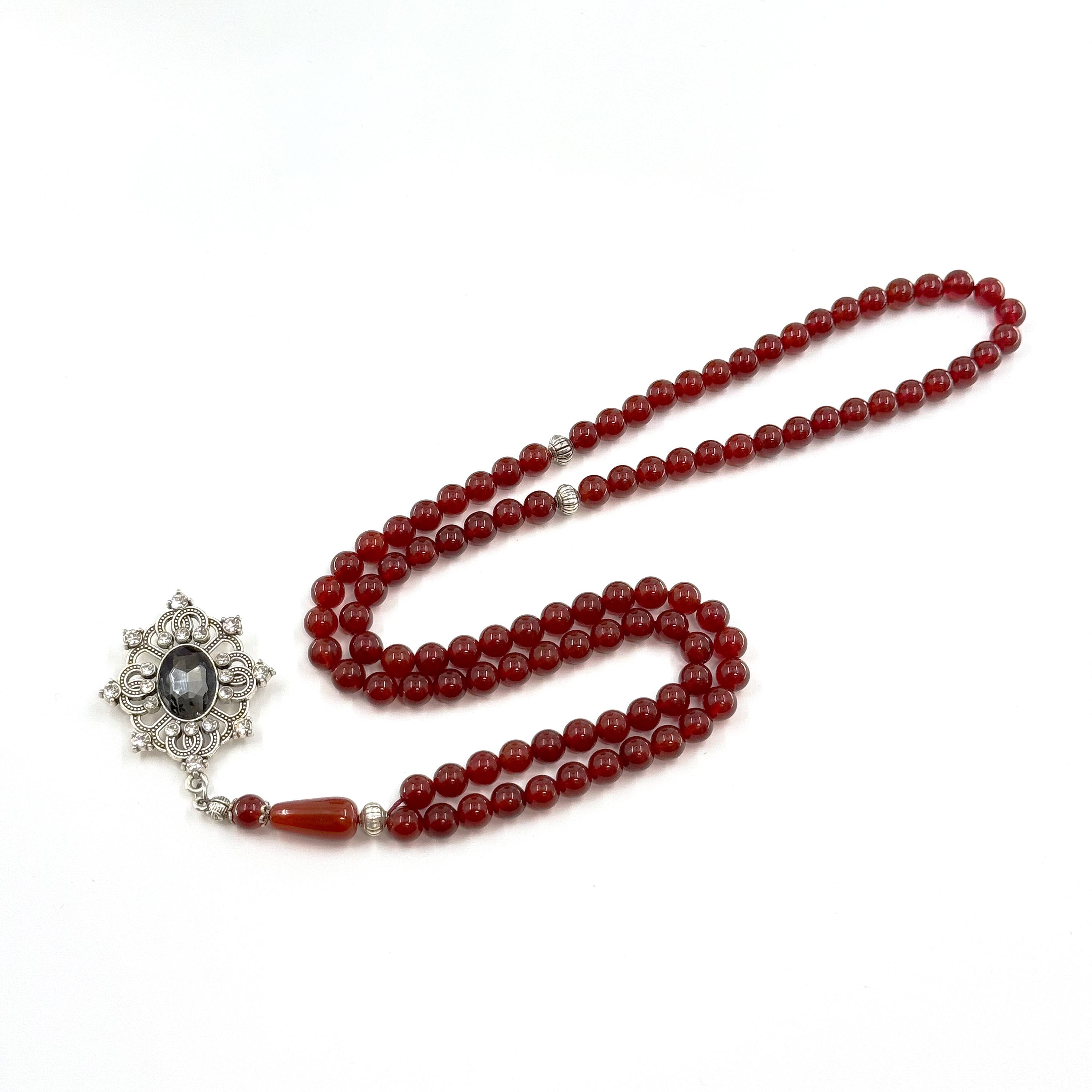 99 Bead Red Agate Tasbih – 8mm Premium Islamic Prayer Beads with Elegant Tassel