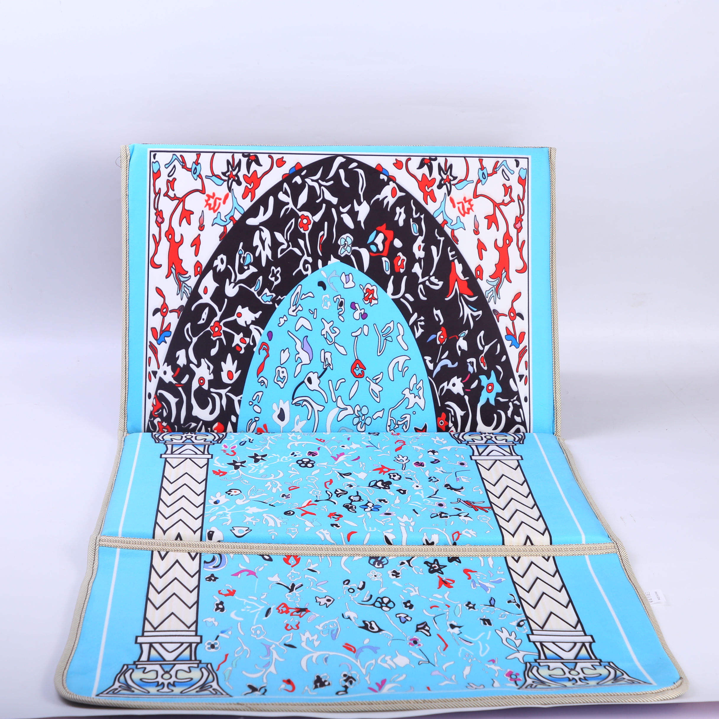 3D Printed Prayer Mat with Backrest Support, Foldable Travel Islamic Rug, Vibrant Design & Lightweight