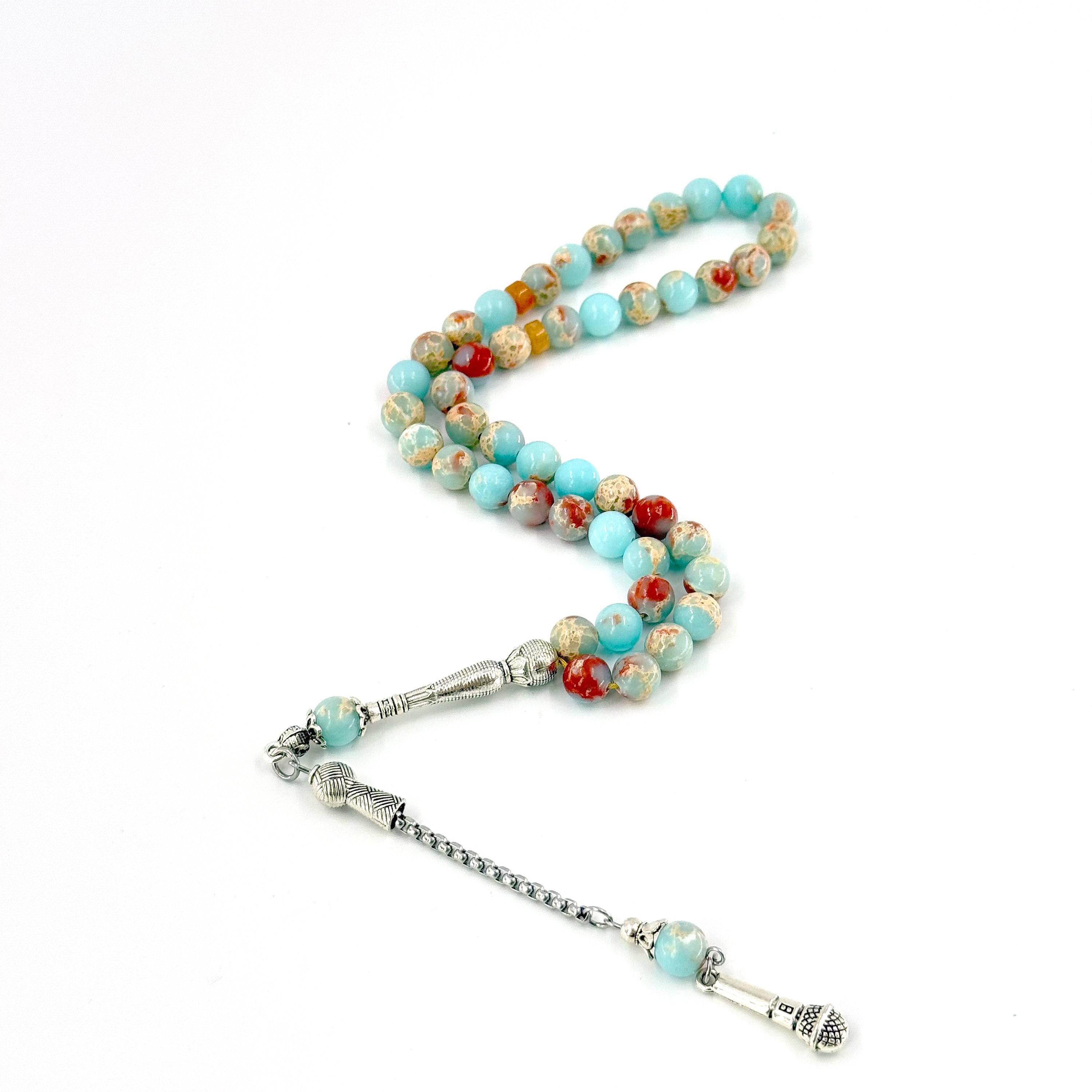 8mm Imperial Jasper Tasbih – 45 Beads Handmade Islamic Prayer Beads | Natural Stone Misbaha