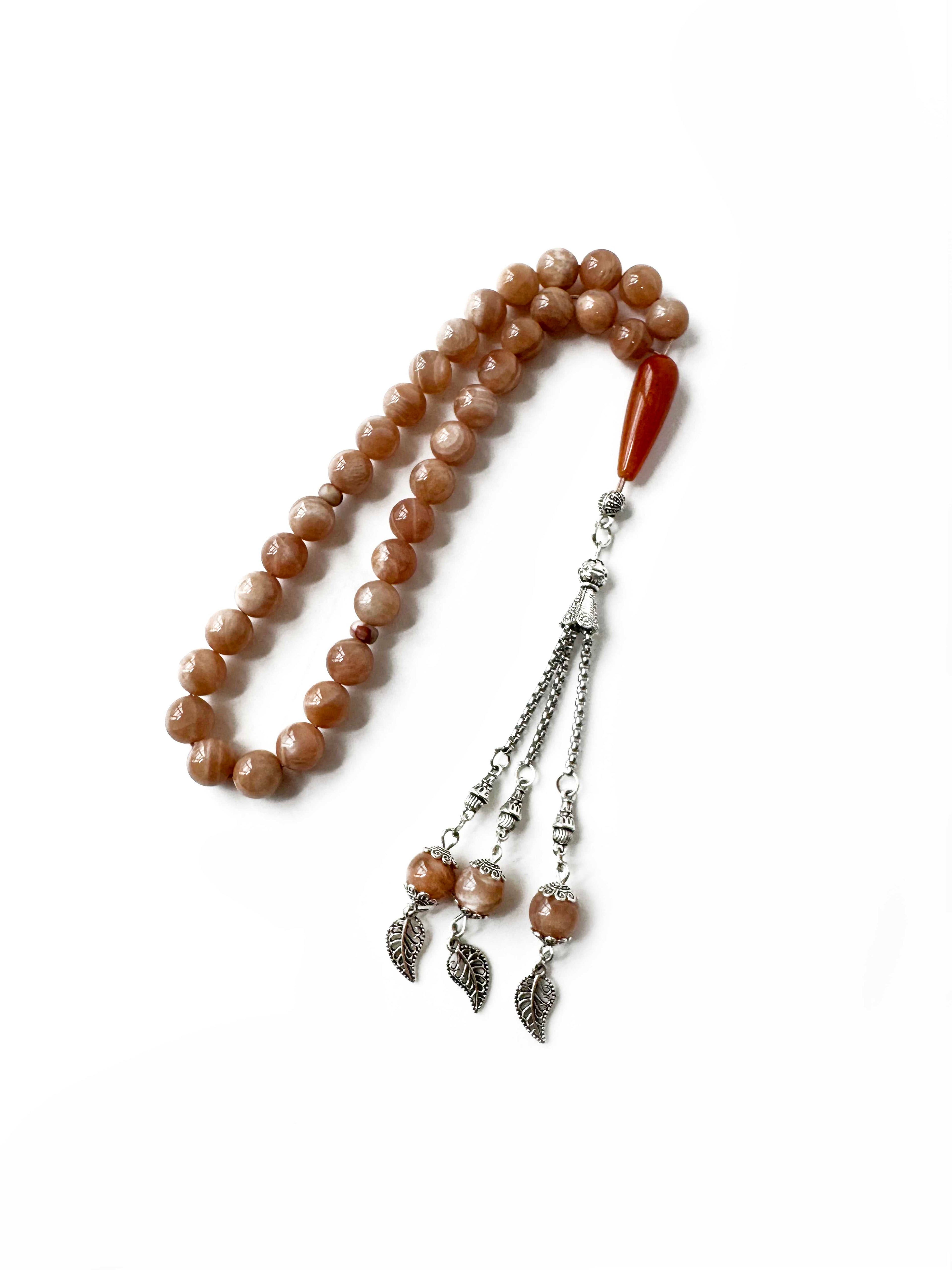 10mm Natural Stone Tasbih – 33 Beads Handmade Islamic Prayer Beads | Premium Misbaha for Dhikr