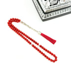66 Bead Red Agate Tasbih – 8mm Premium Islamic Prayer Beads with Elegant Tassel