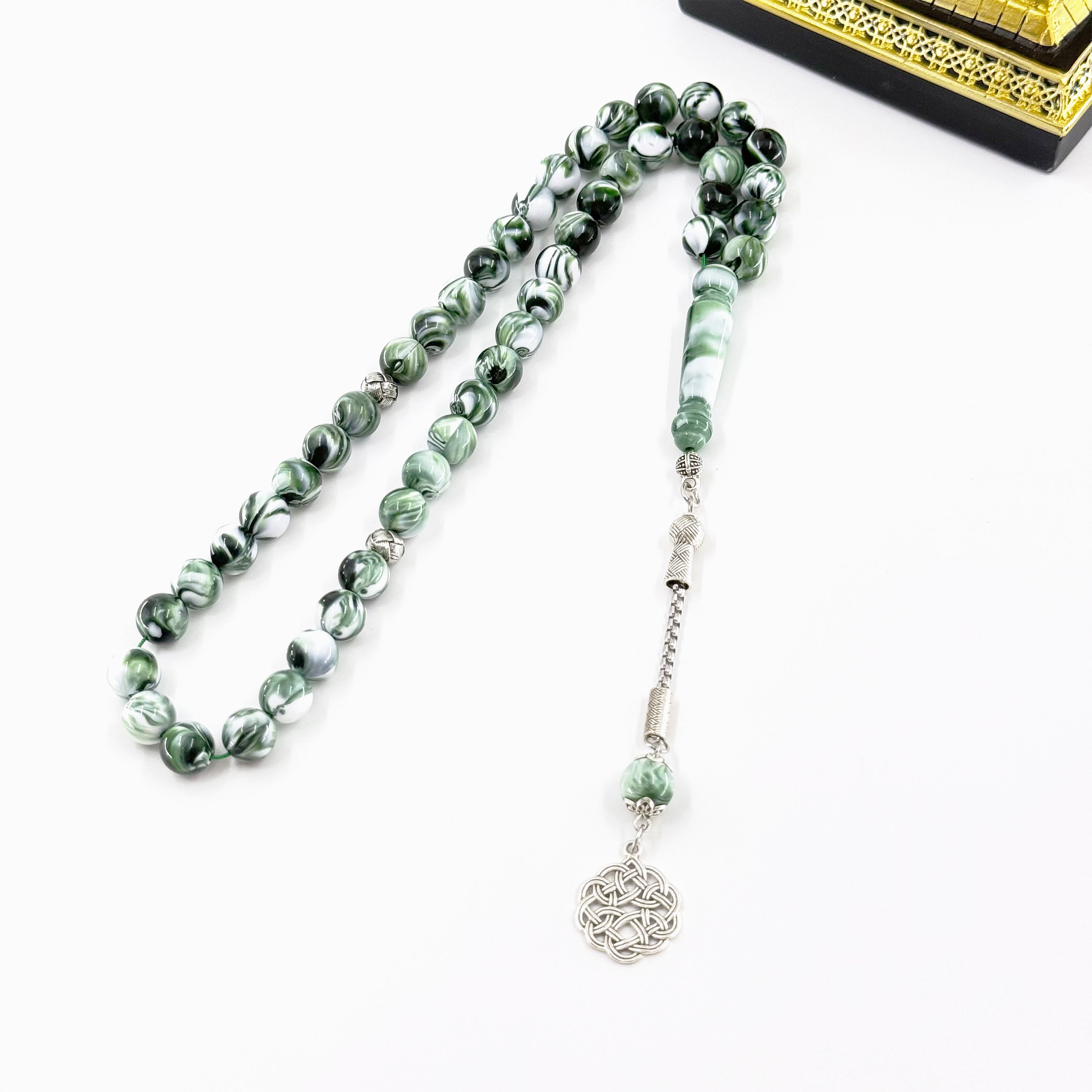 Artificial Amber Tasbih – 51 Beads, 10mm Resin Prayer Beads with Warm Luster | Elegant Islamic Misbaha for Daily Dhikr