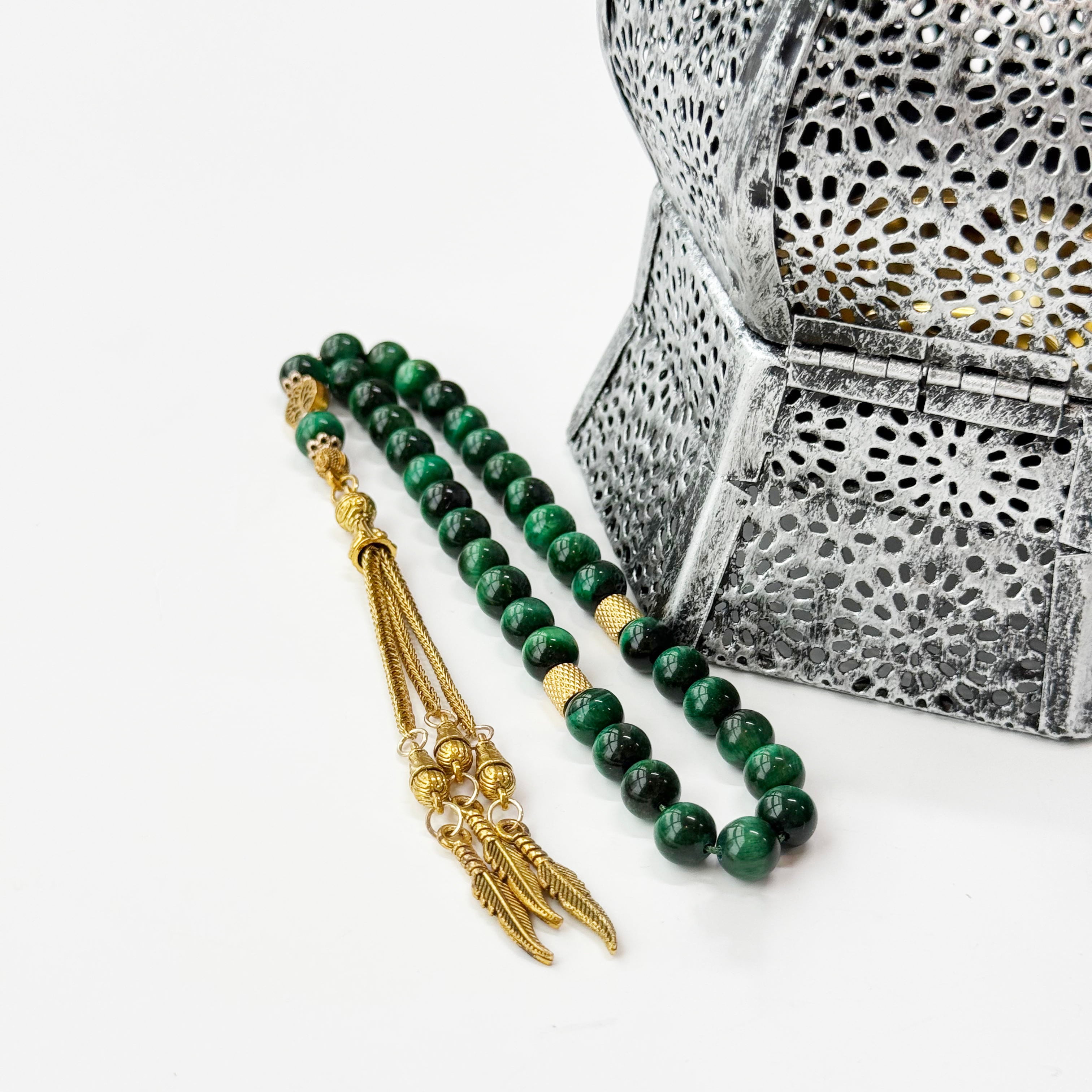 Tiger Eye Islamic Tasbih – 33 Bead 8mm Natural Stone Misbaha for Zikr & Prayer