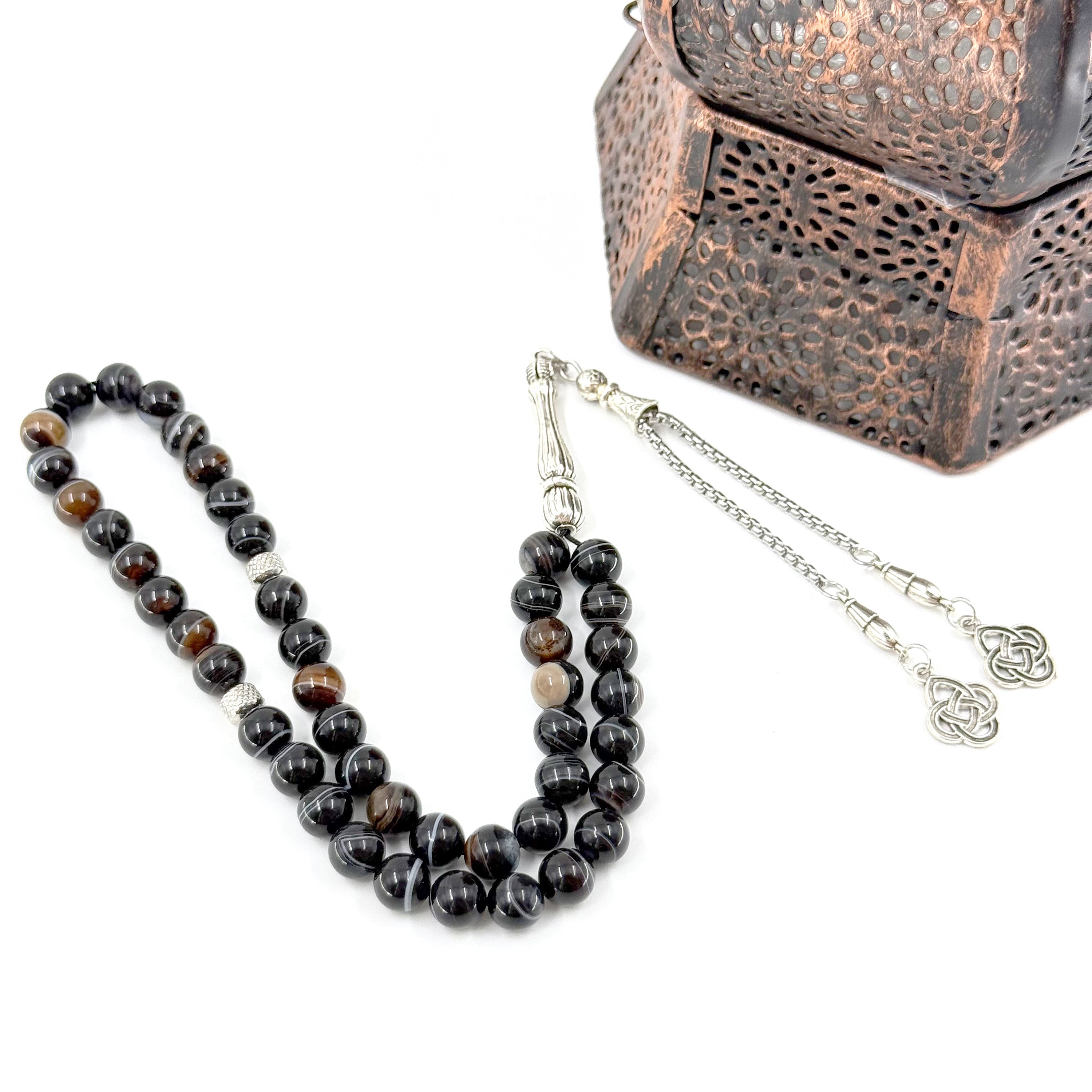 Premium 8mm Aqeeq Agate Tasbih – 45 Beads Islamic Prayer Beads for Zikr, Eid & Ramadan Gift