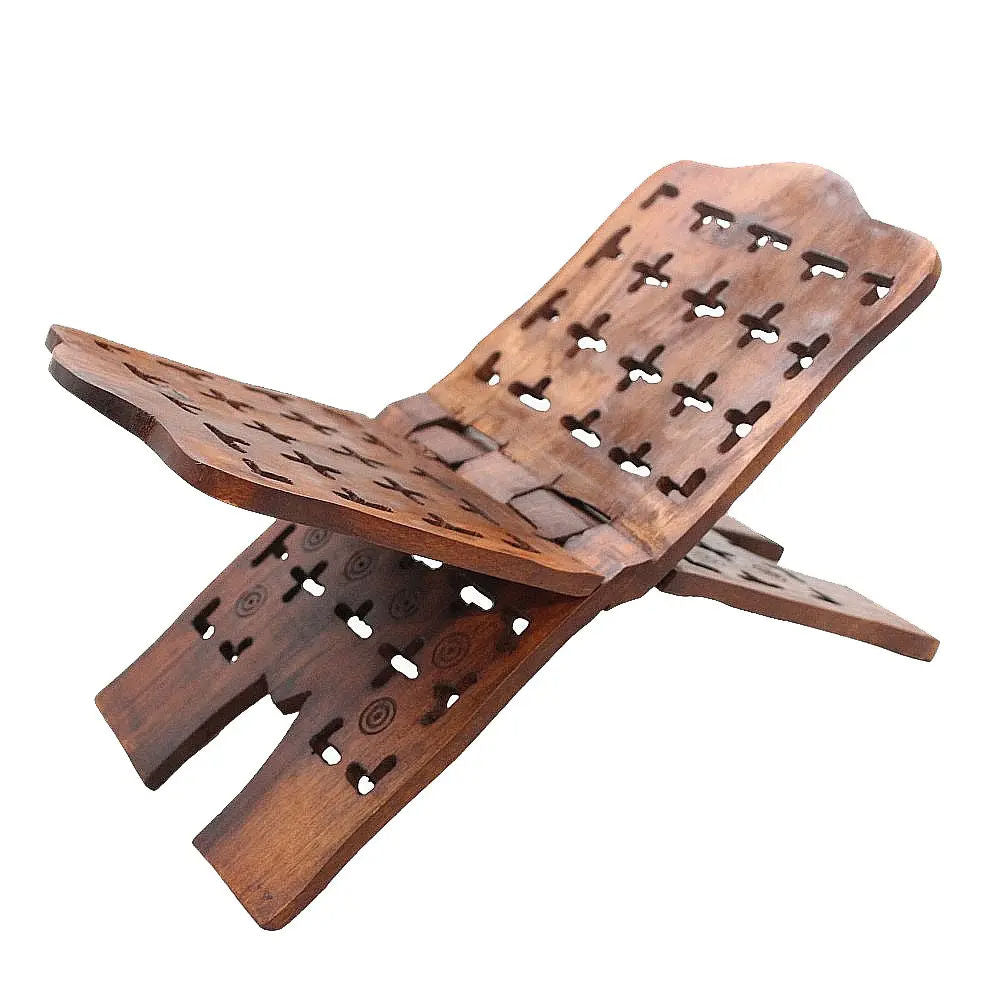 Hand-Carved Quran Stand for Prayer - Solid Wood Book Holder for Islamic Reading
