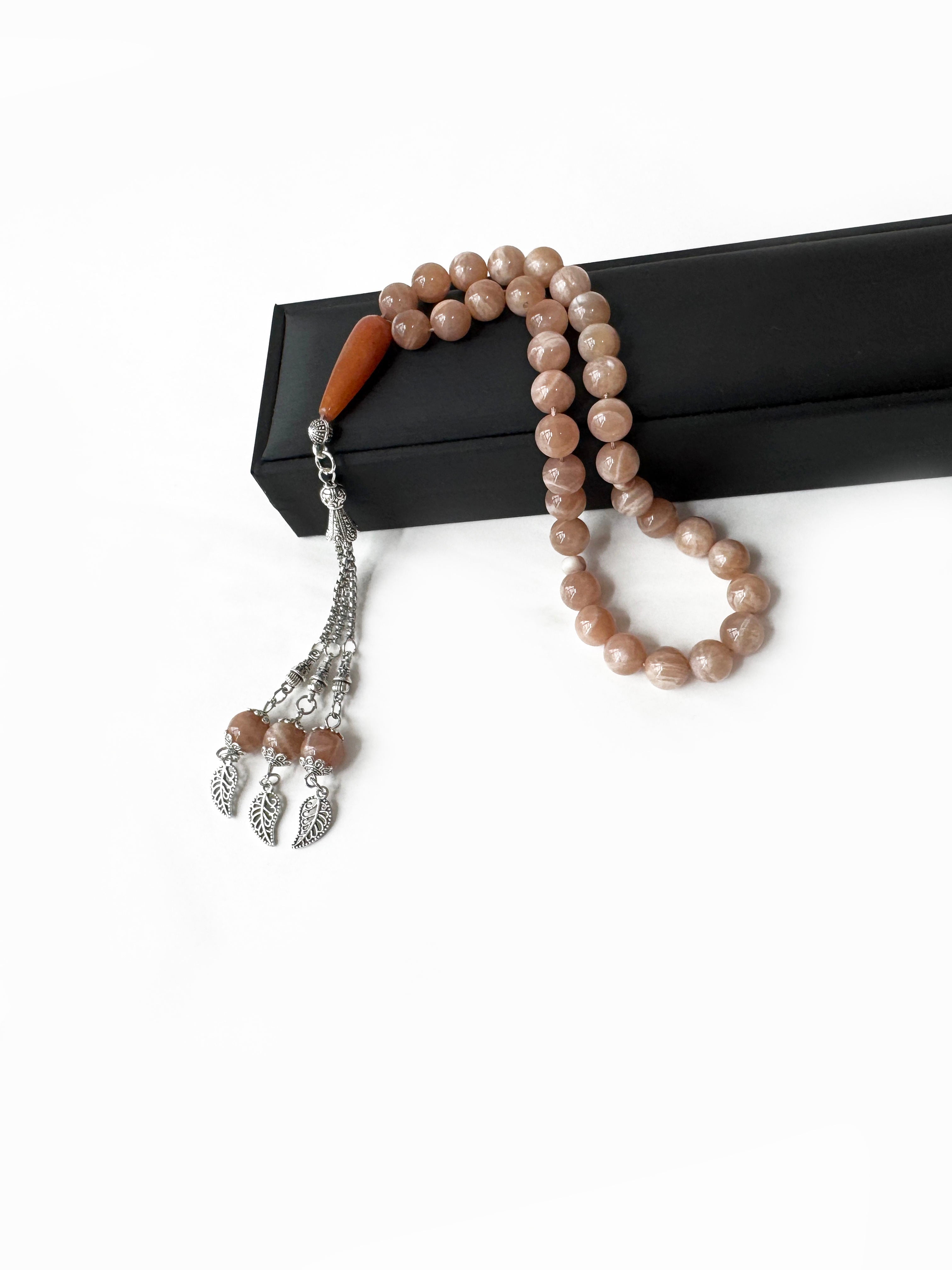 10mm Natural Stone Tasbih – 33 Beads Handmade Islamic Prayer Beads | Premium Misbaha for Dhikr