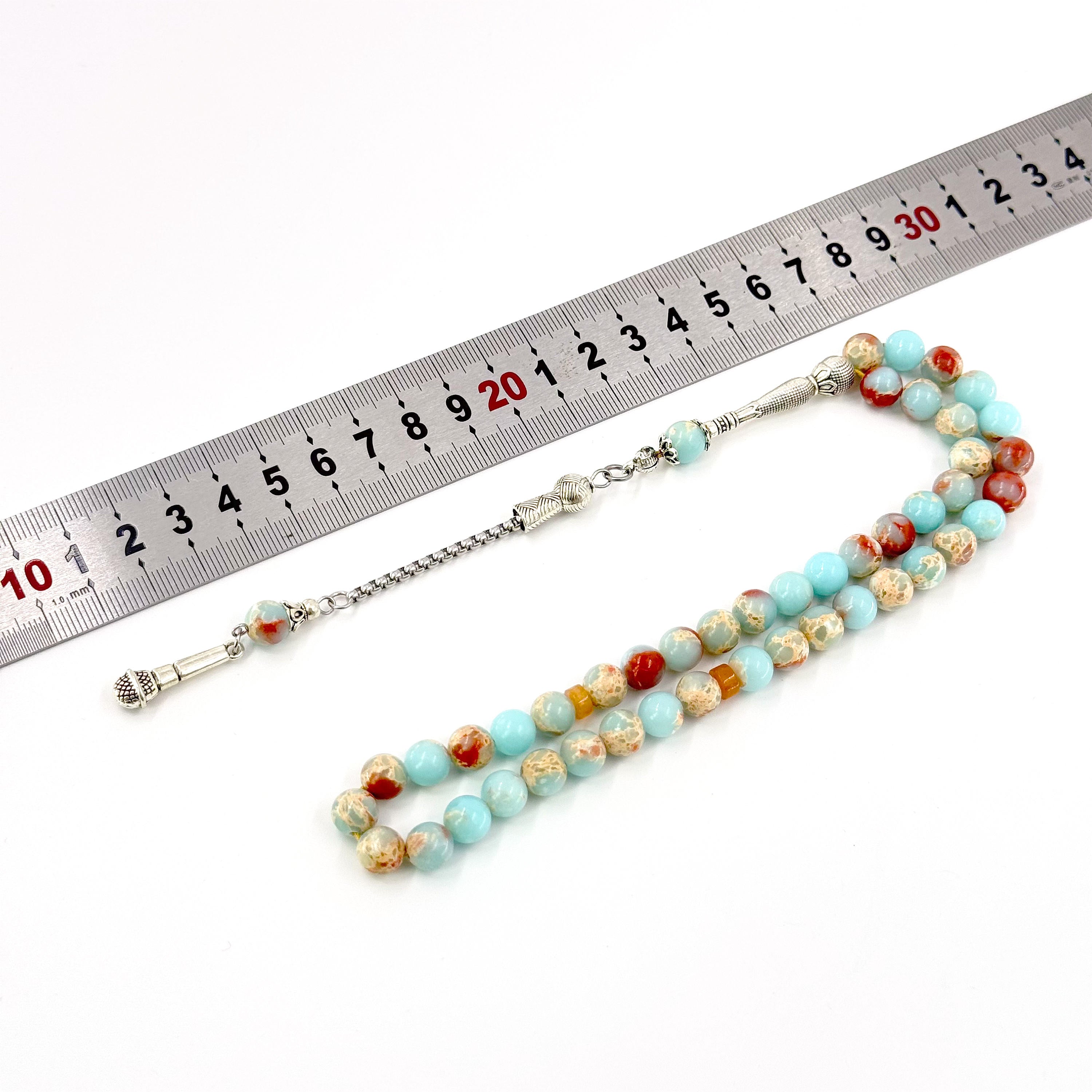 8mm Imperial Jasper Tasbih – 45 Beads Handmade Islamic Prayer Beads | Natural Stone Misbaha
