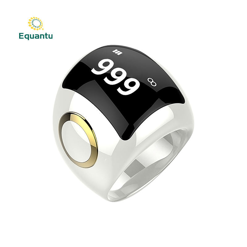 Elegant Ceramic Smart Ring: Digital Tasbih & Prayer Times for Ramadan & Eid Gift
