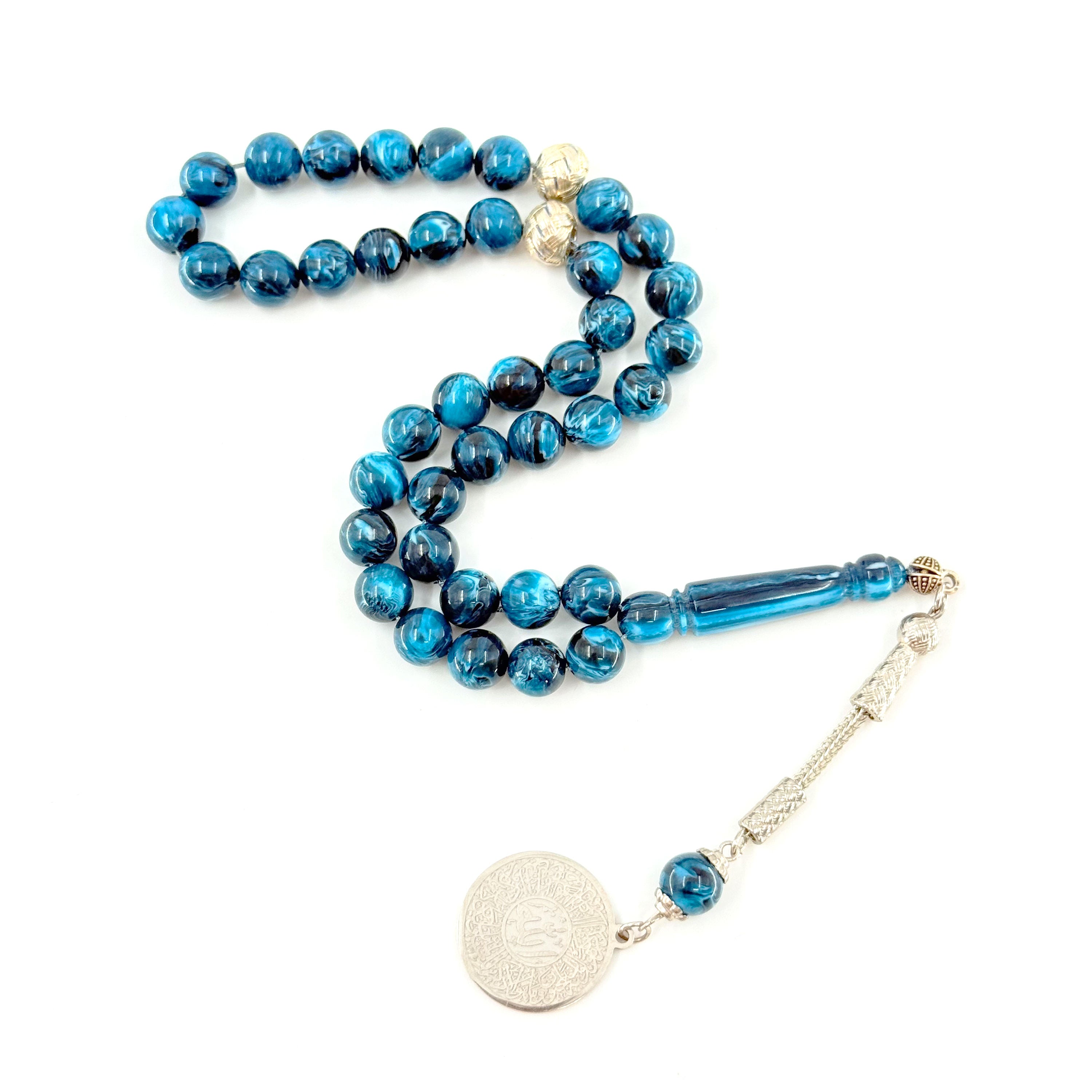 Elegant 39 Beads Islamic Tasbih Misbaha – 10mm Amber Resin Prayer Beads for Wholesale