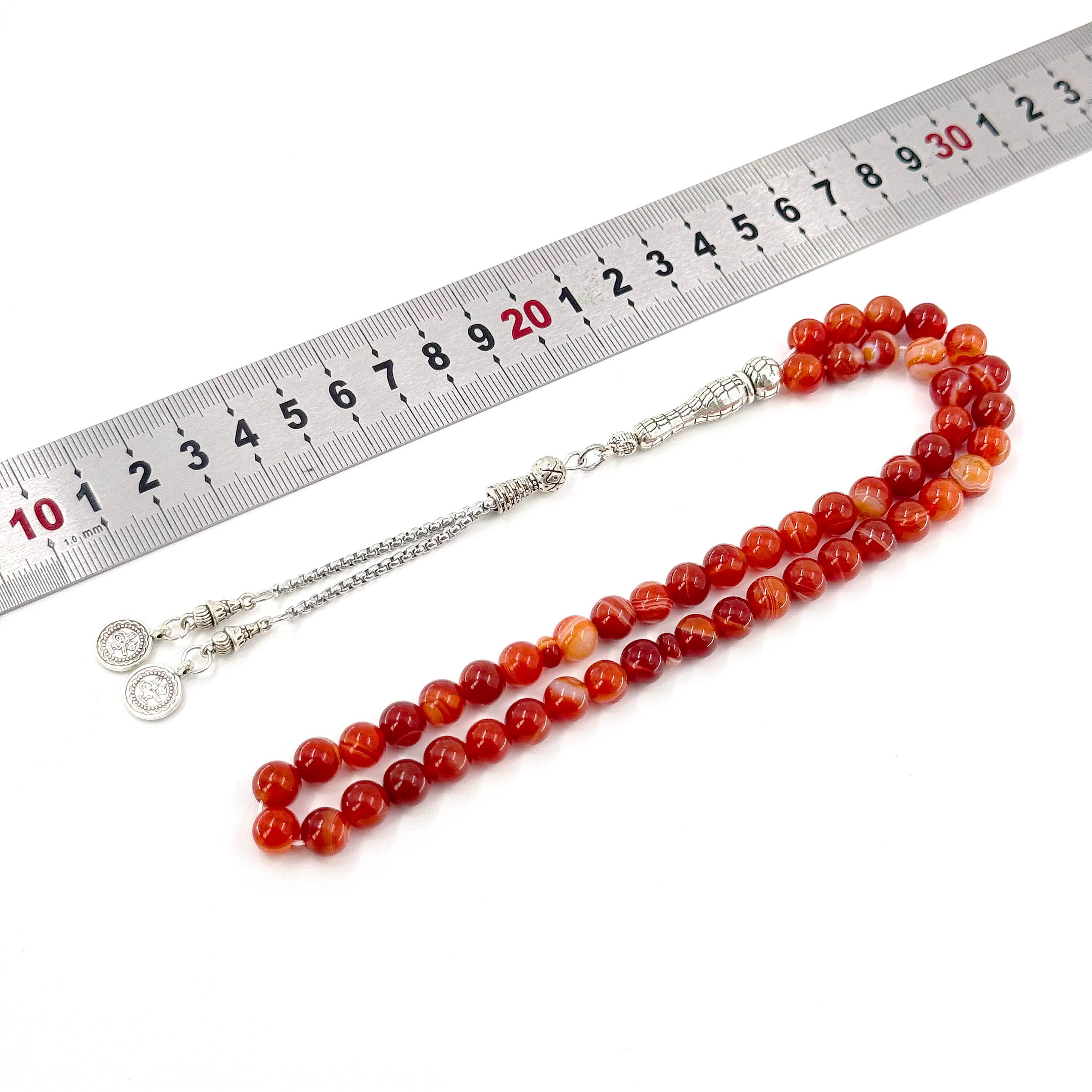 Natural Agate Tasbih Bracelet – 51 Beads 8mm Islamic Prayer Beads, Unisex Spiritual Gift for Zikr & Reflection