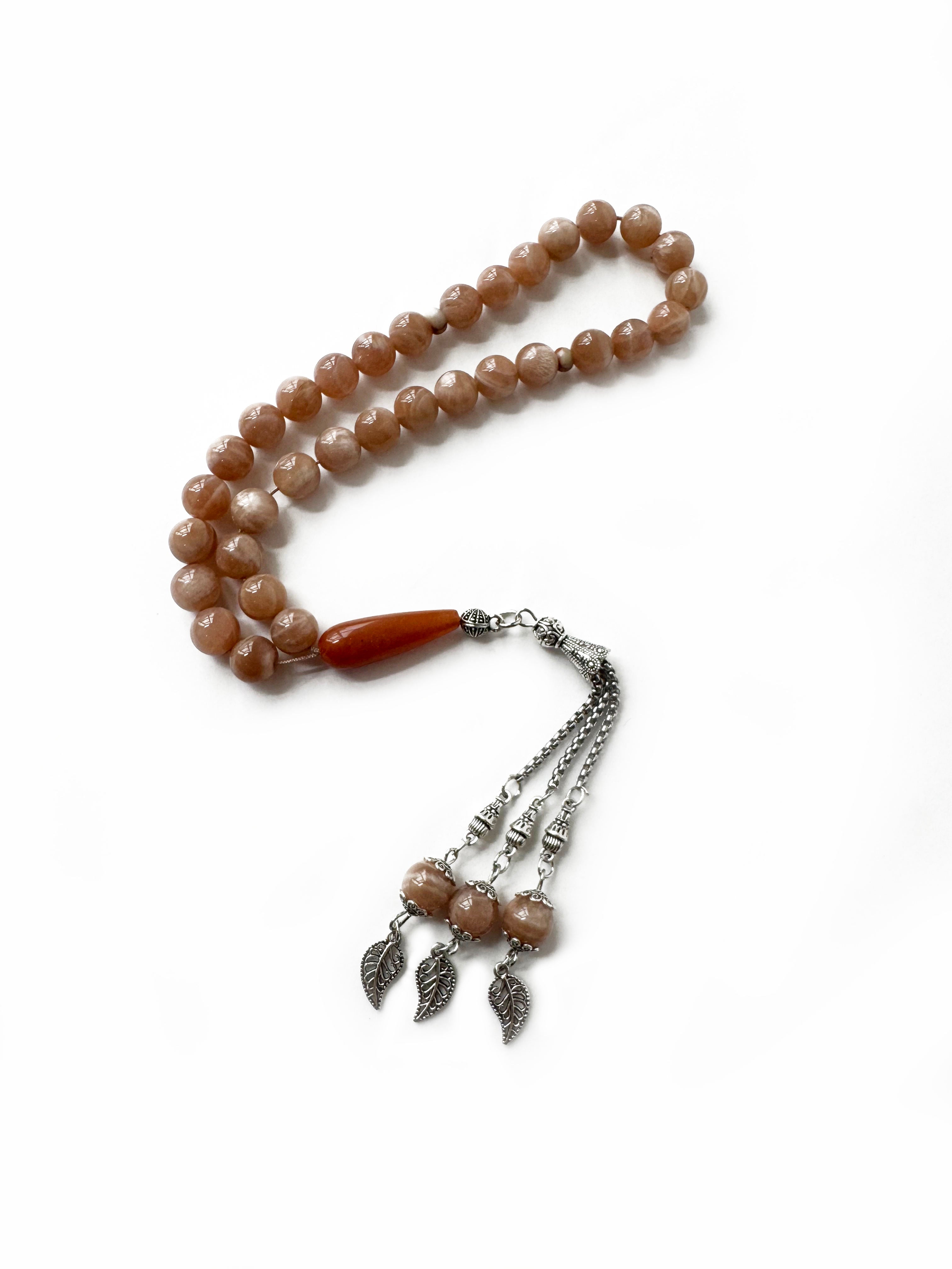 10mm Natural Stone Tasbih – 33 Beads Handmade Islamic Prayer Beads | Premium Misbaha for Dhikr