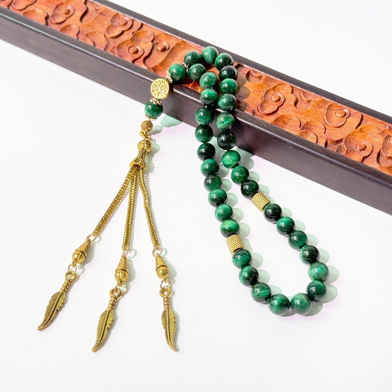 Tiger Eye Islamic Tasbih – 33 Bead 8mm Natural Stone Misbaha for Zikr & Prayer