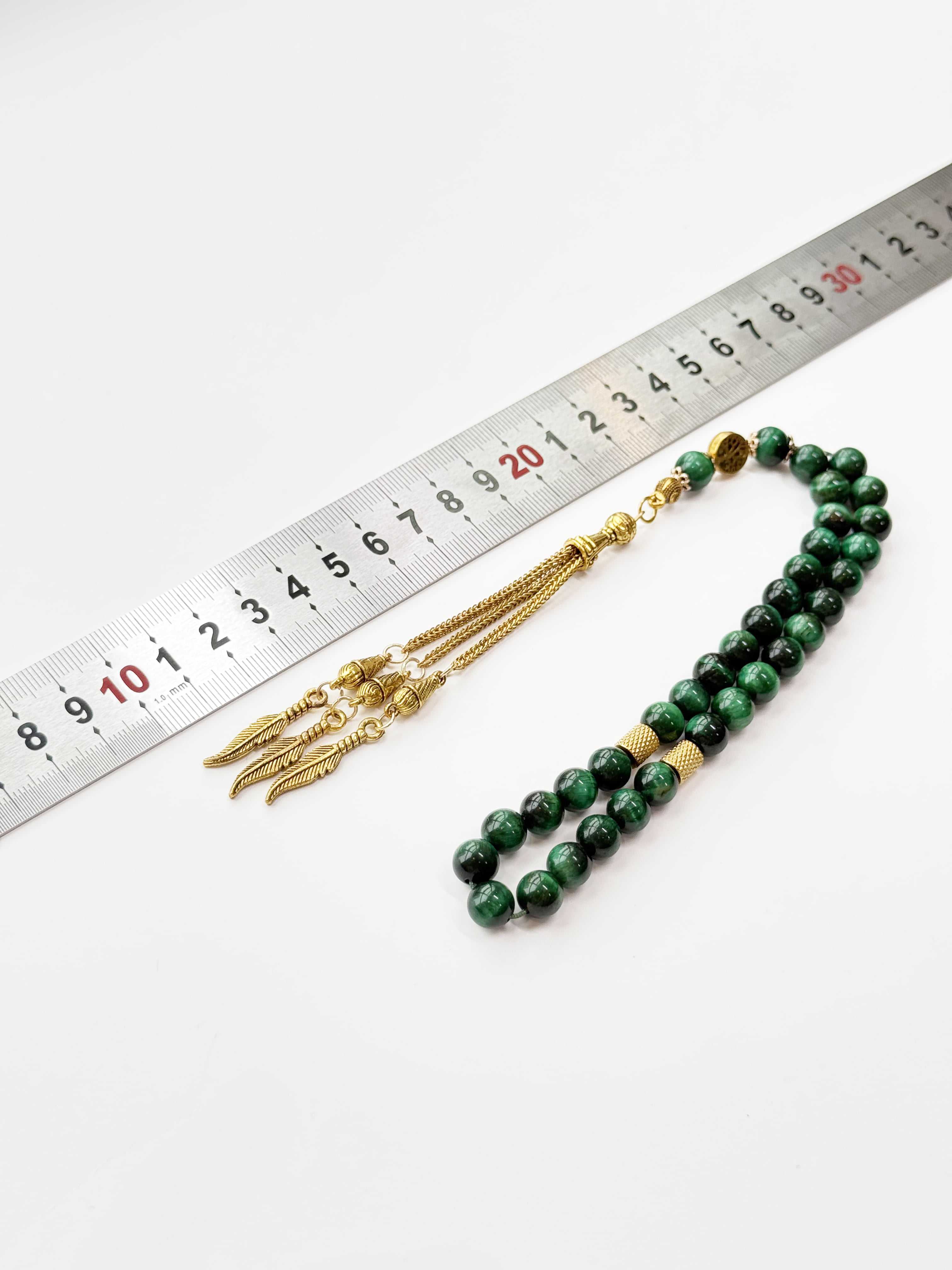 Tiger Eye Islamic Tasbih – 33 Bead 8mm Natural Stone Misbaha for Zikr & Prayer