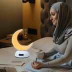 مكتب ذكي متعدد الوظائف، ساعة أذان رقمية بمصباح، مكبر صوت للقرآن الكريم، ضوء LED وناشر عطري