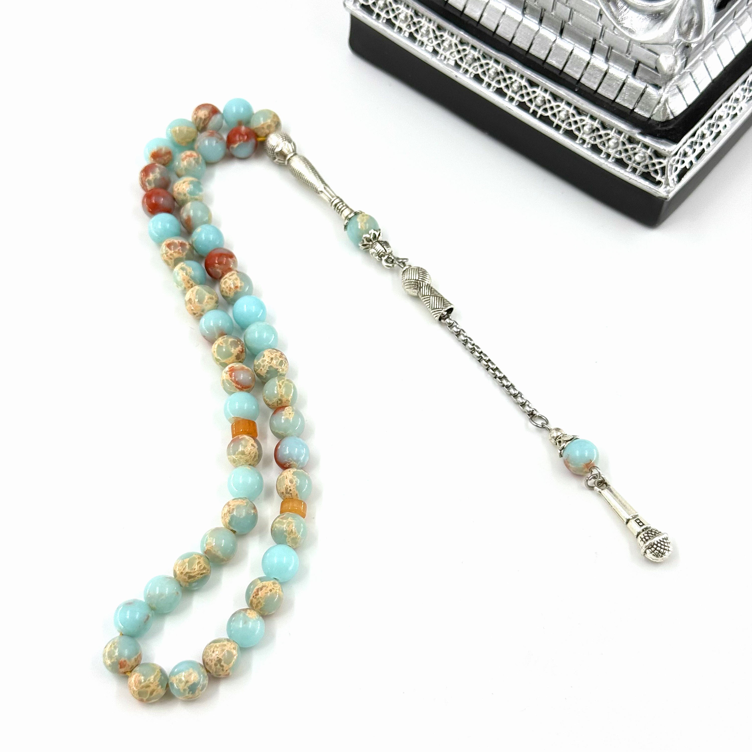 8mm Imperial Jasper Tasbih – 45 Beads Handmade Islamic Prayer Beads | Natural Stone Misbaha