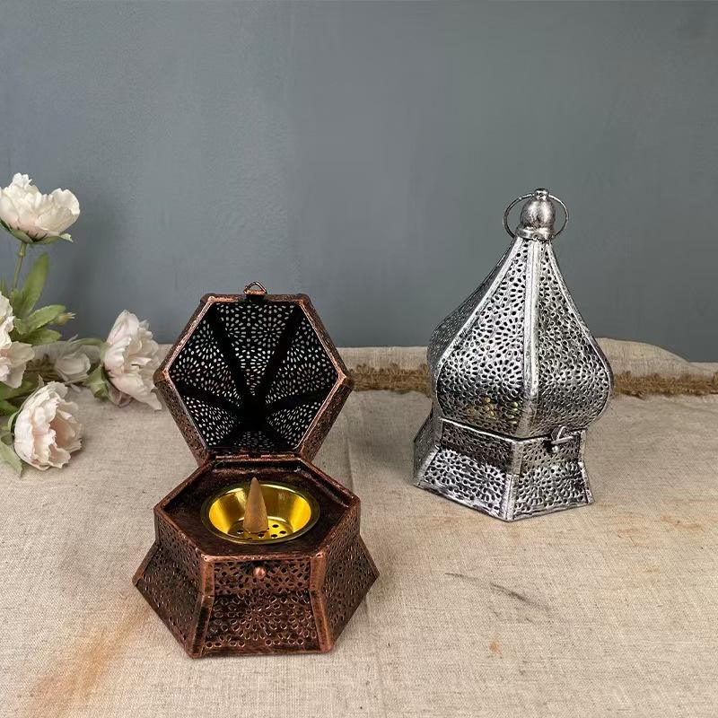 Arabesque Desktop Incense Burner - Minimalist Iron Craft for Home & Islamic Decor