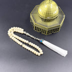 8毫米天然牛角念珠 - 51颗伊斯兰祈祷珠 | 穆斯林念珠 | 手工制作的米斯巴哈