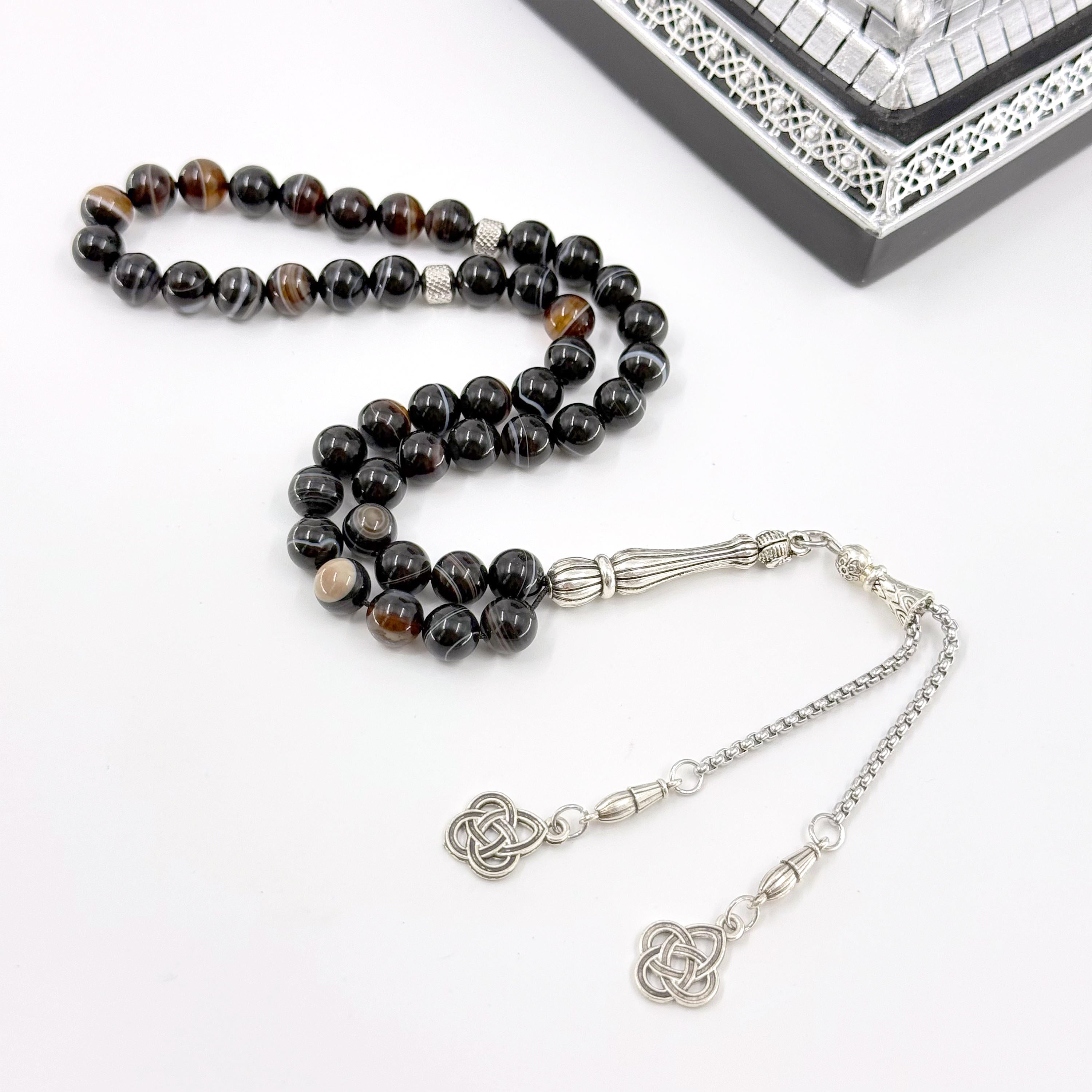 Premium 8mm Aqeeq Agate Tasbih – 45 Beads Islamic Prayer Beads for Zikr, Eid & Ramadan Gift