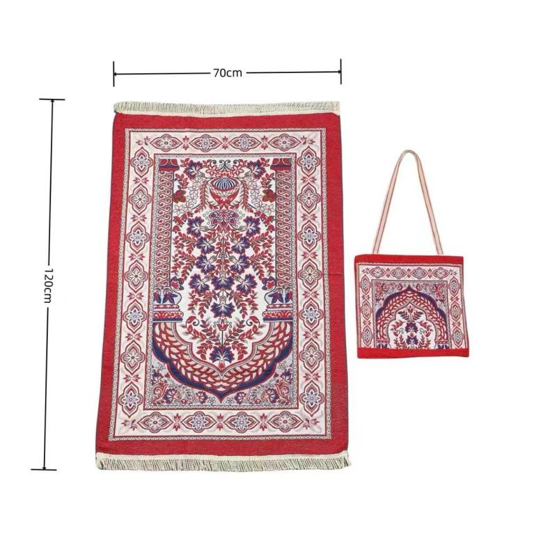 Luxury Chenille Prayer Mat with Carry Bag | Floral Woven Pattern, Machine Washable & Portable for Daily Use