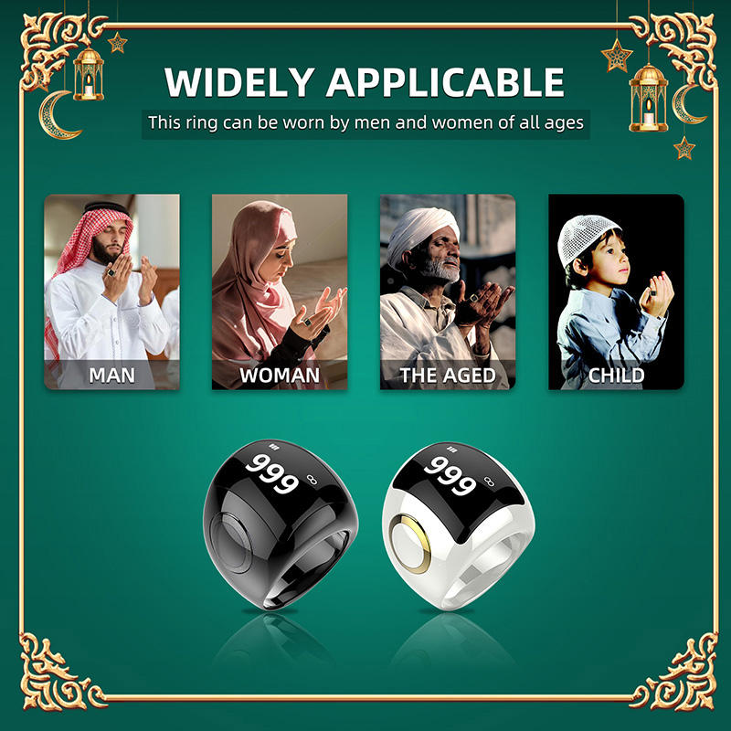 Elegant Ceramic Smart Ring: Digital Tasbih & Prayer Times for Ramadan & Eid Gift