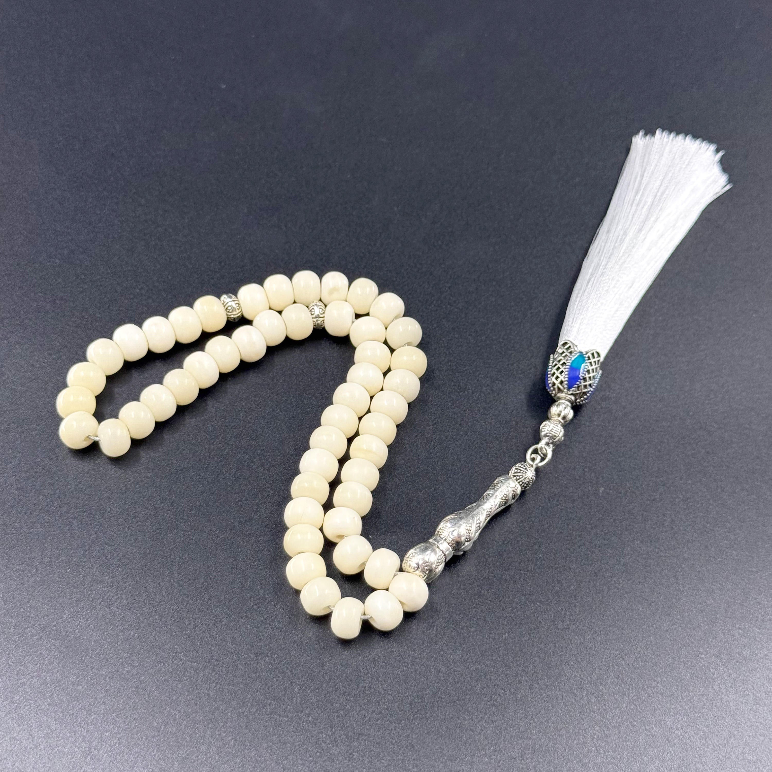 8mm Natural Ox Horn Tasbih - 51 Beads Islamic Prayer Beads | Muslim Rosary | Handmade Misbaha