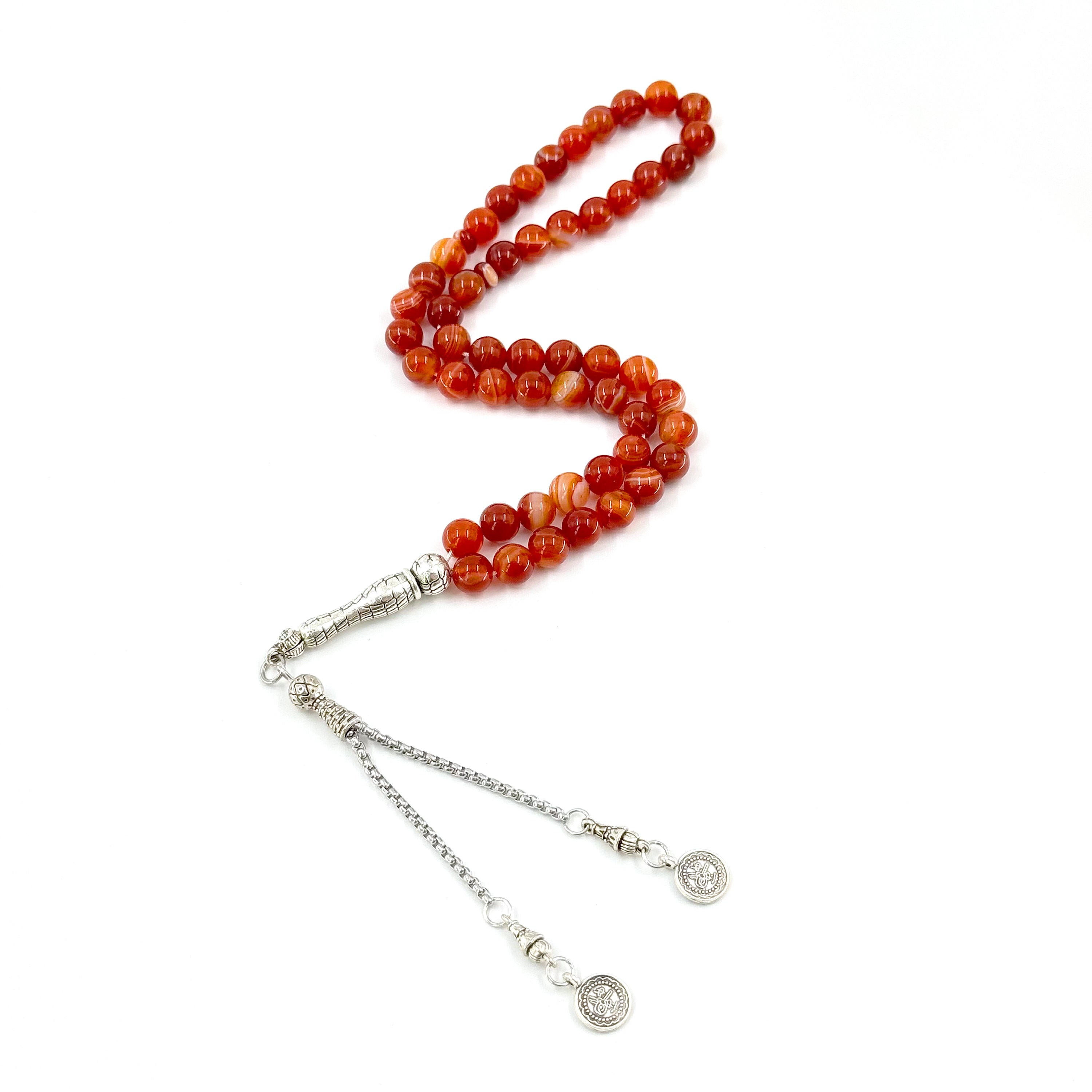 Natural Agate Tasbih Bracelet – 51 Beads 8mm Islamic Prayer Beads, Unisex Spiritual Gift for Zikr & Reflection