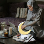 مكتب ذكي متعدد الوظائف، ساعة أذان رقمية بمصباح، مكبر صوت للقرآن الكريم، ضوء LED وناشر عطري