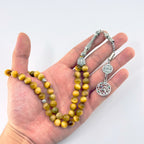 Tiger Eye Prayer Bracelet for Men - 45 Bead 8mm Tasbih Misbaha for Zikr, Natural Stone Islamic Gift