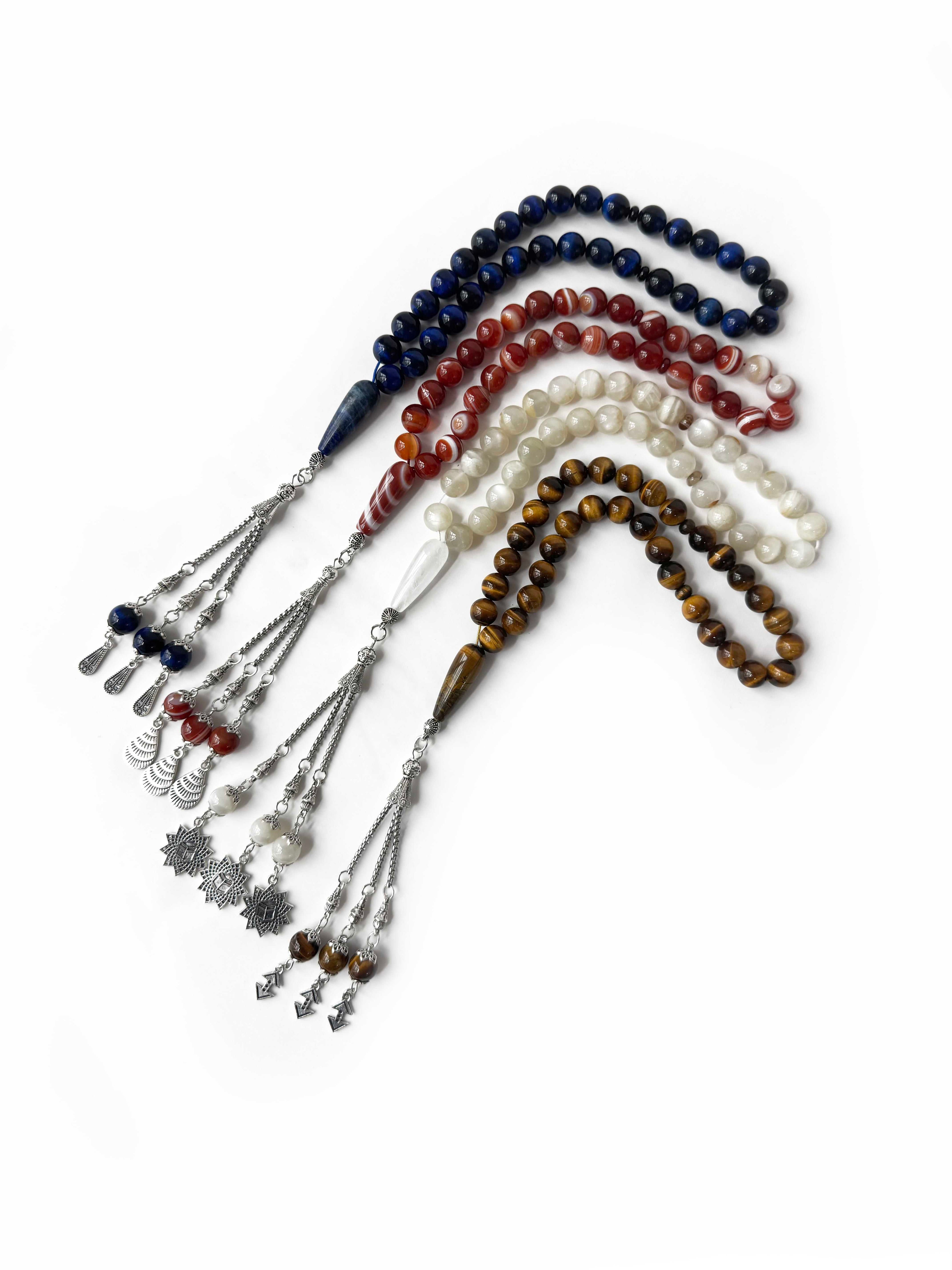 10mm Natural Stone Tasbih – 33 Beads Handmade Islamic Prayer Beads | Premium Misbaha for Dhikr