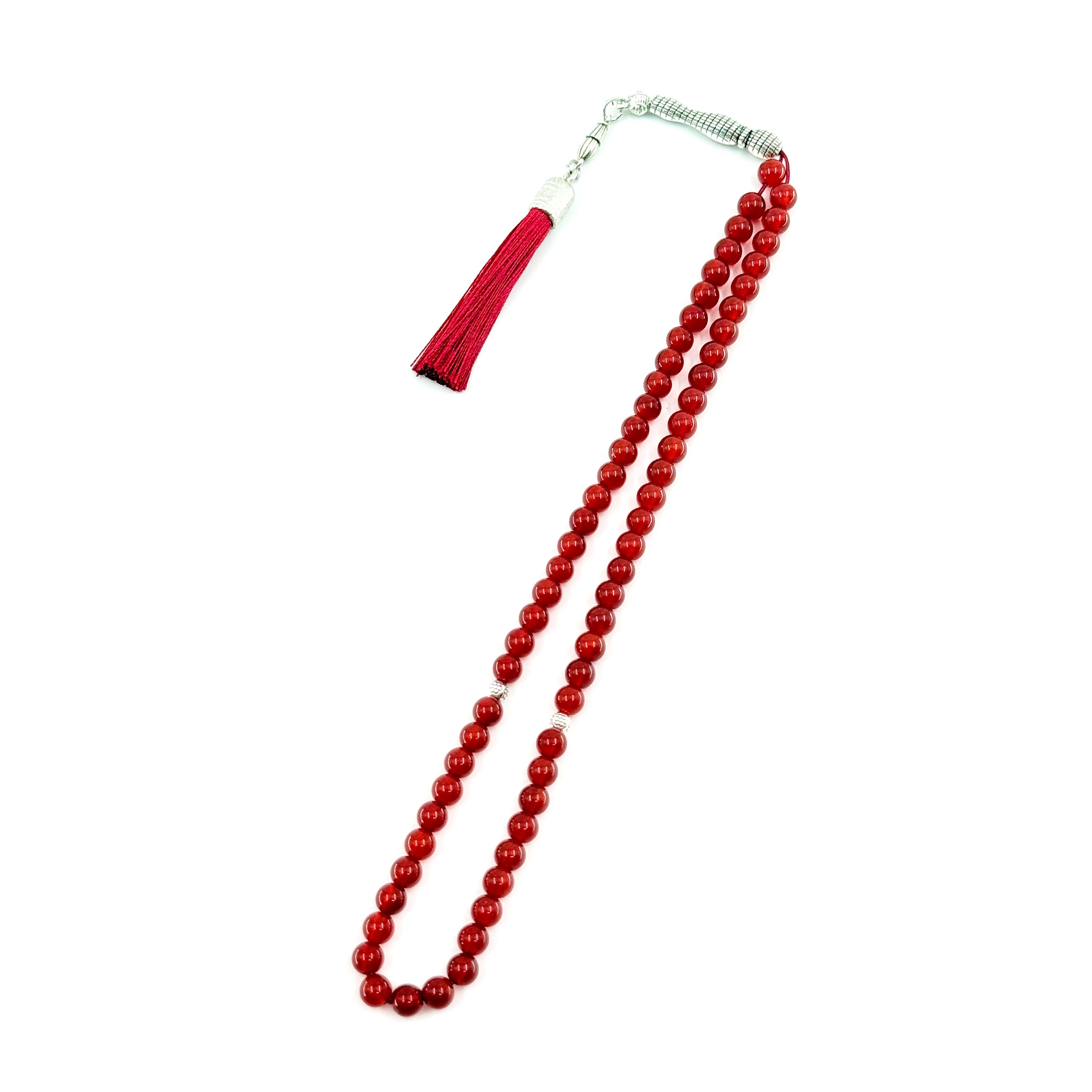 66 Bead Red Agate Tasbih – 8mm Premium Islamic Prayer Beads with Elegant Tassel
