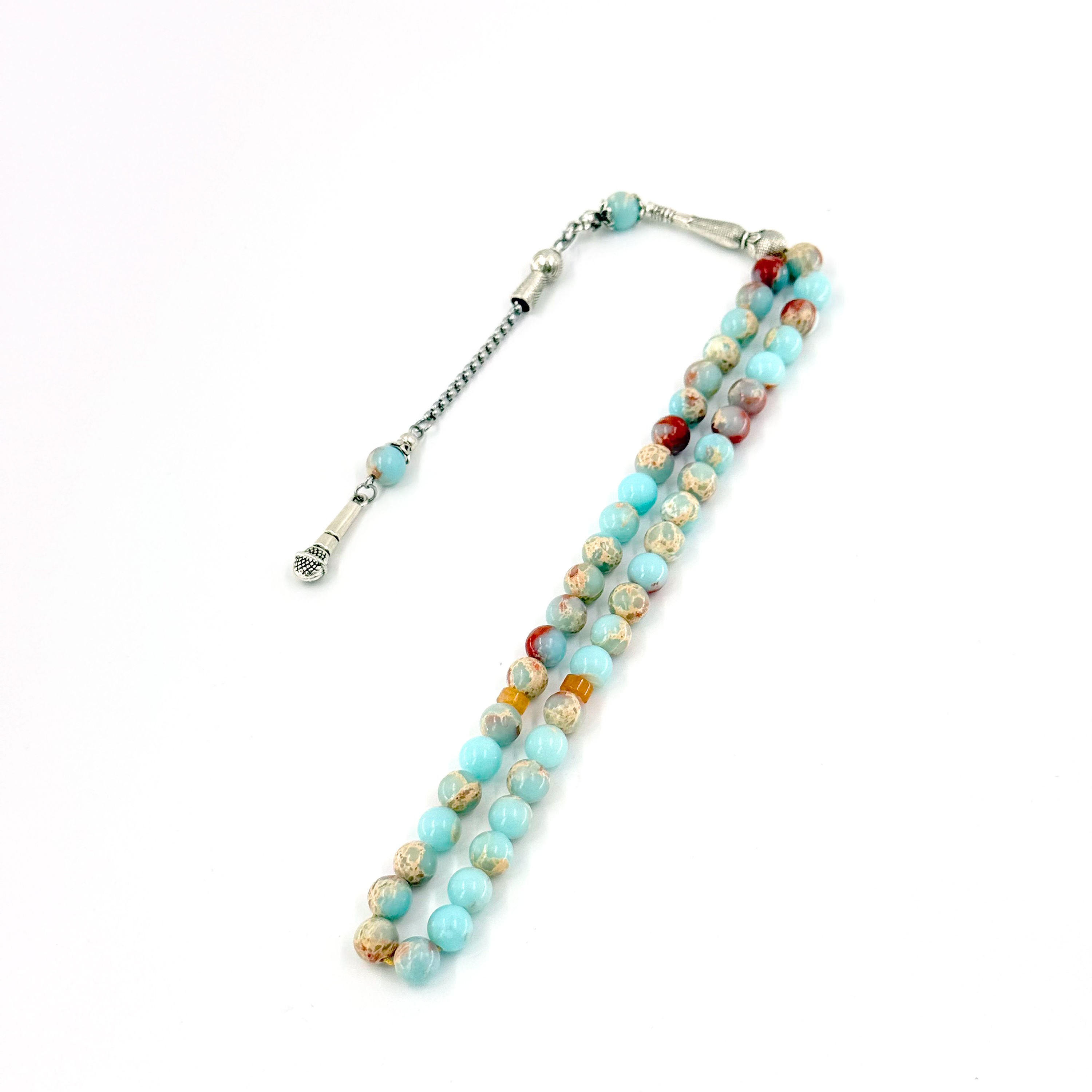 8mm Imperial Jasper Tasbih – 45 Beads Handmade Islamic Prayer Beads | Natural Stone Misbaha