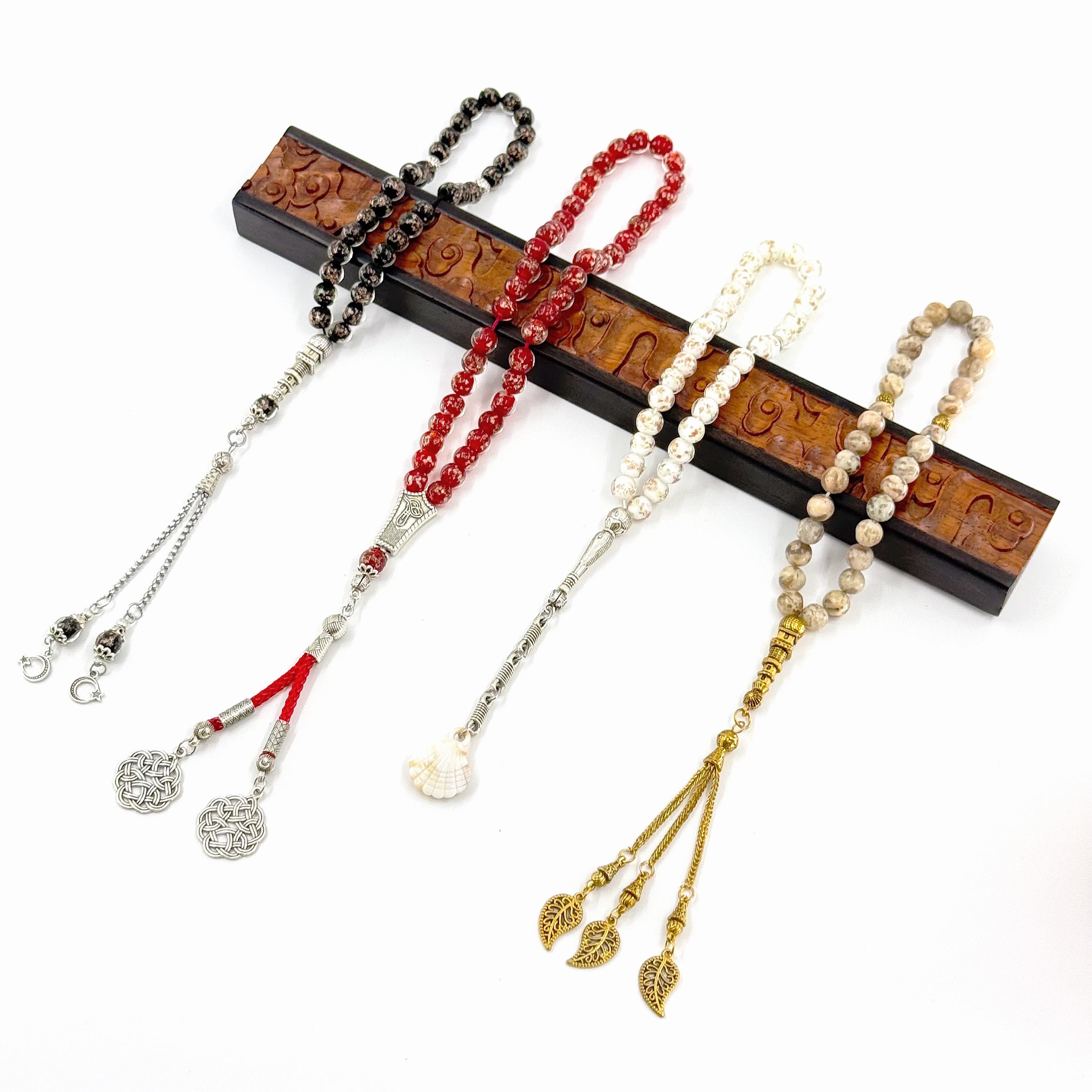 Luxury 45 Beads Crystal Glass Misbaha Tasbih – 8mm Luminous Prayer Beads for Wholesale & Islamic Gifts