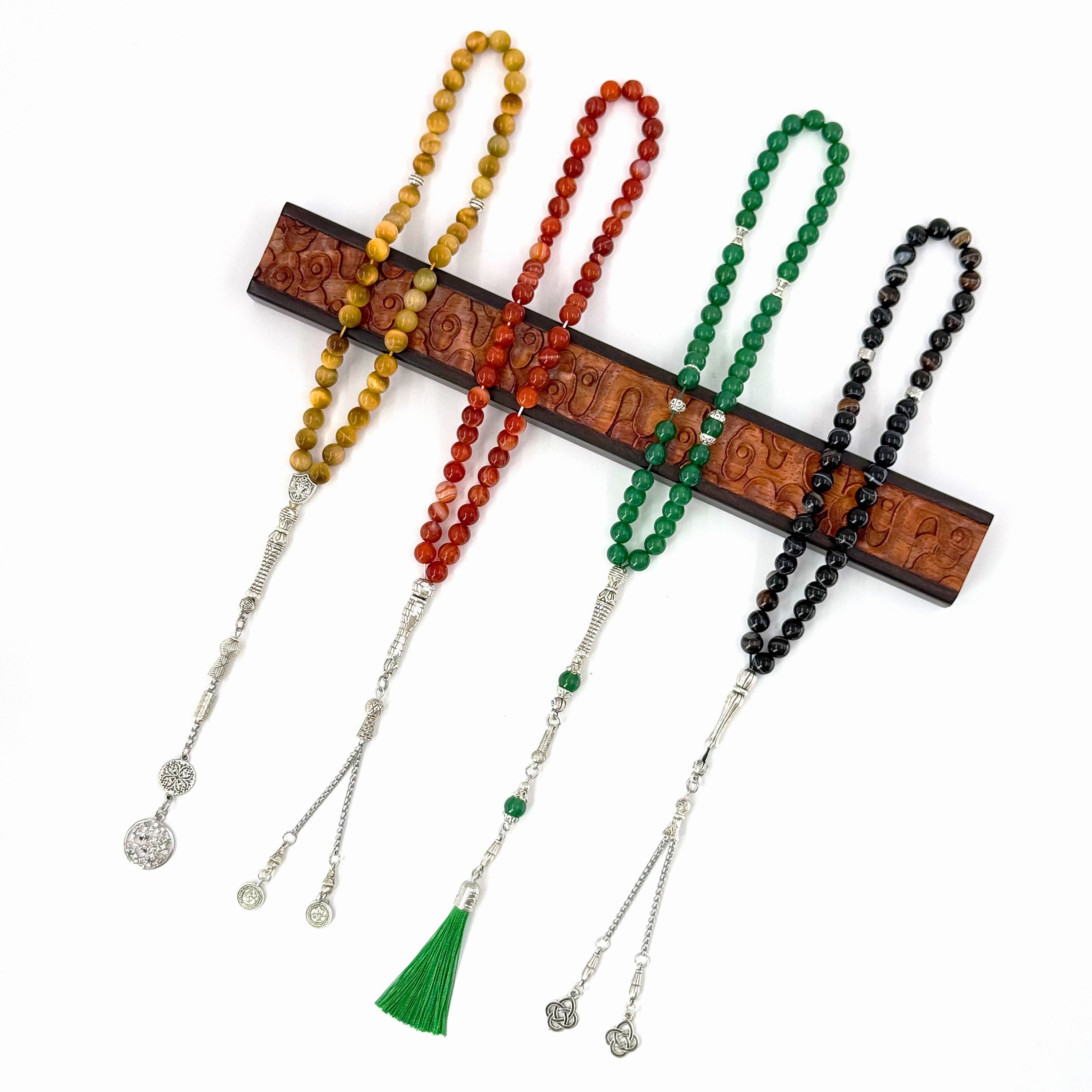 Premium 8mm Aqeeq Agate Tasbih – 45 Beads Islamic Prayer Beads for Zikr, Eid & Ramadan Gift