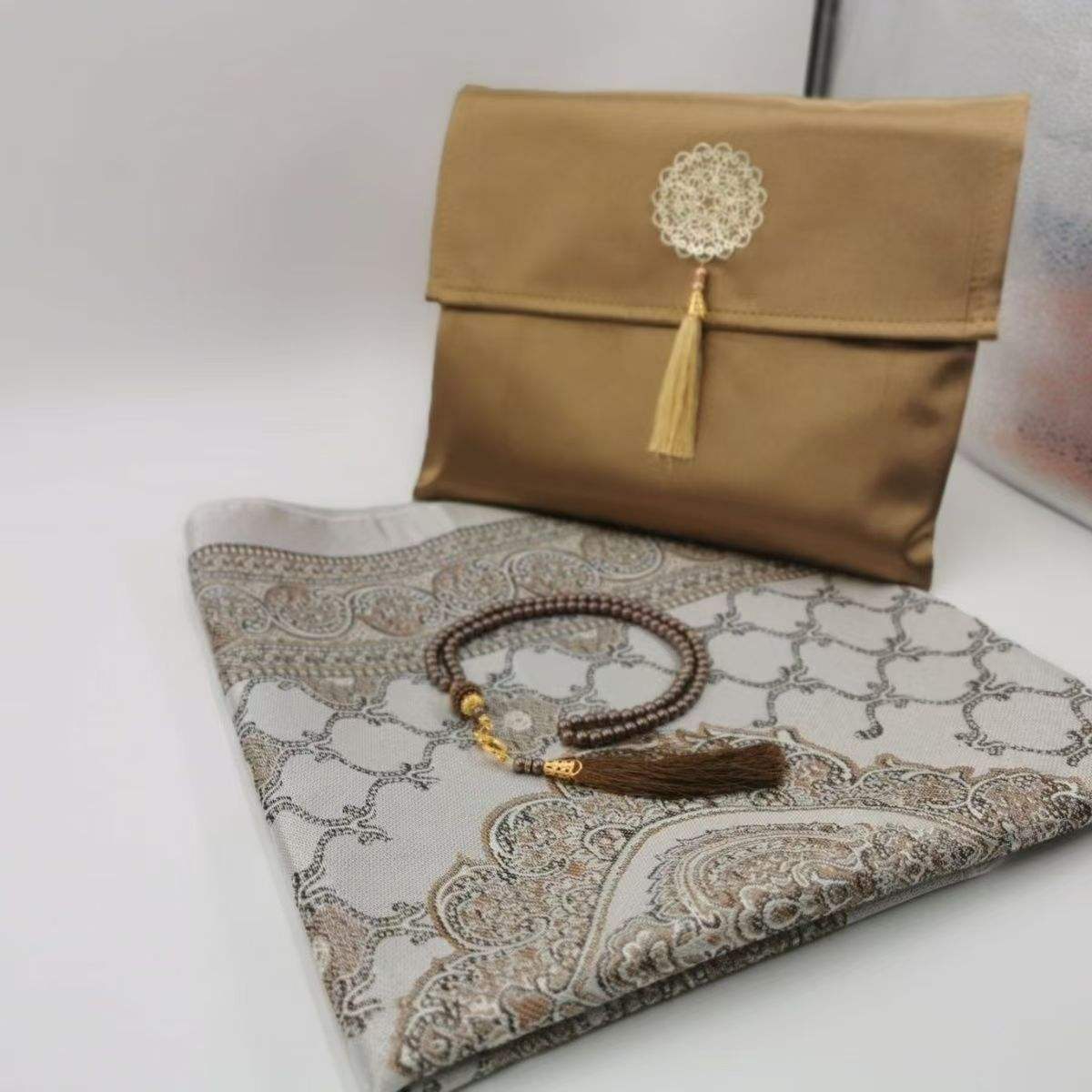100% Silk Prayer Mat with Travel Case - Lightweight & Portable for Salah, Premium Islamic Gift