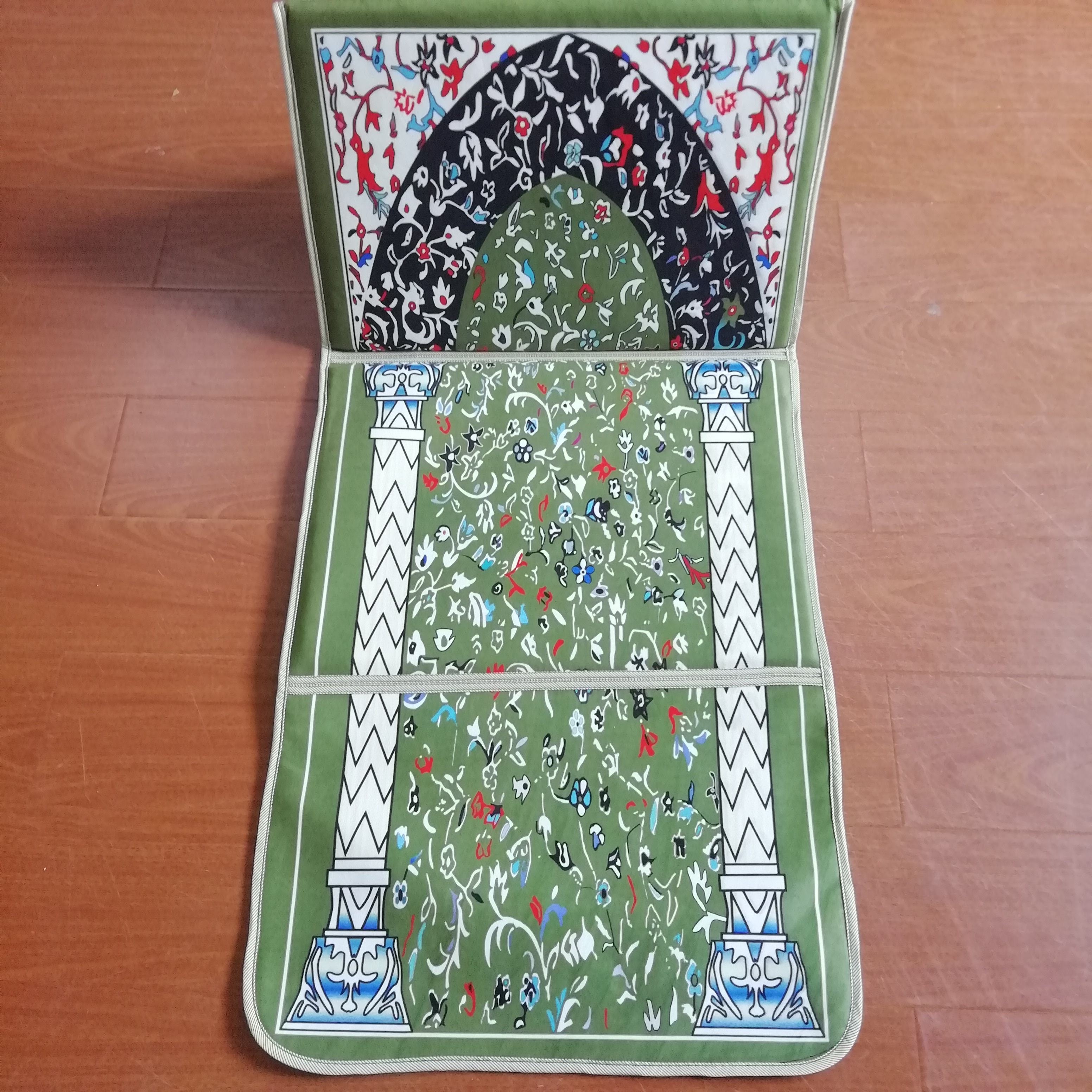 3D Printed Prayer Mat with Backrest Support, Foldable Travel Islamic Rug, Vibrant Design & Lightweight