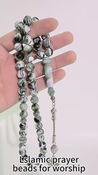 Artificial Amber Tasbih – 51 Beads, 10mm Resin Prayer Beads with Warm Luster | Elegant Islamic Misbaha for Daily Dhikr