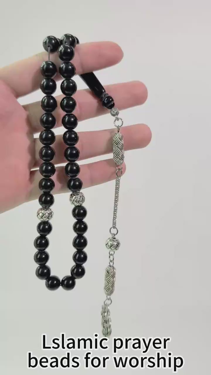 Classic 33 Beads Islamic Tasbih Misbaha – 10mm Amber Resin Prayer Beads for Wholesale