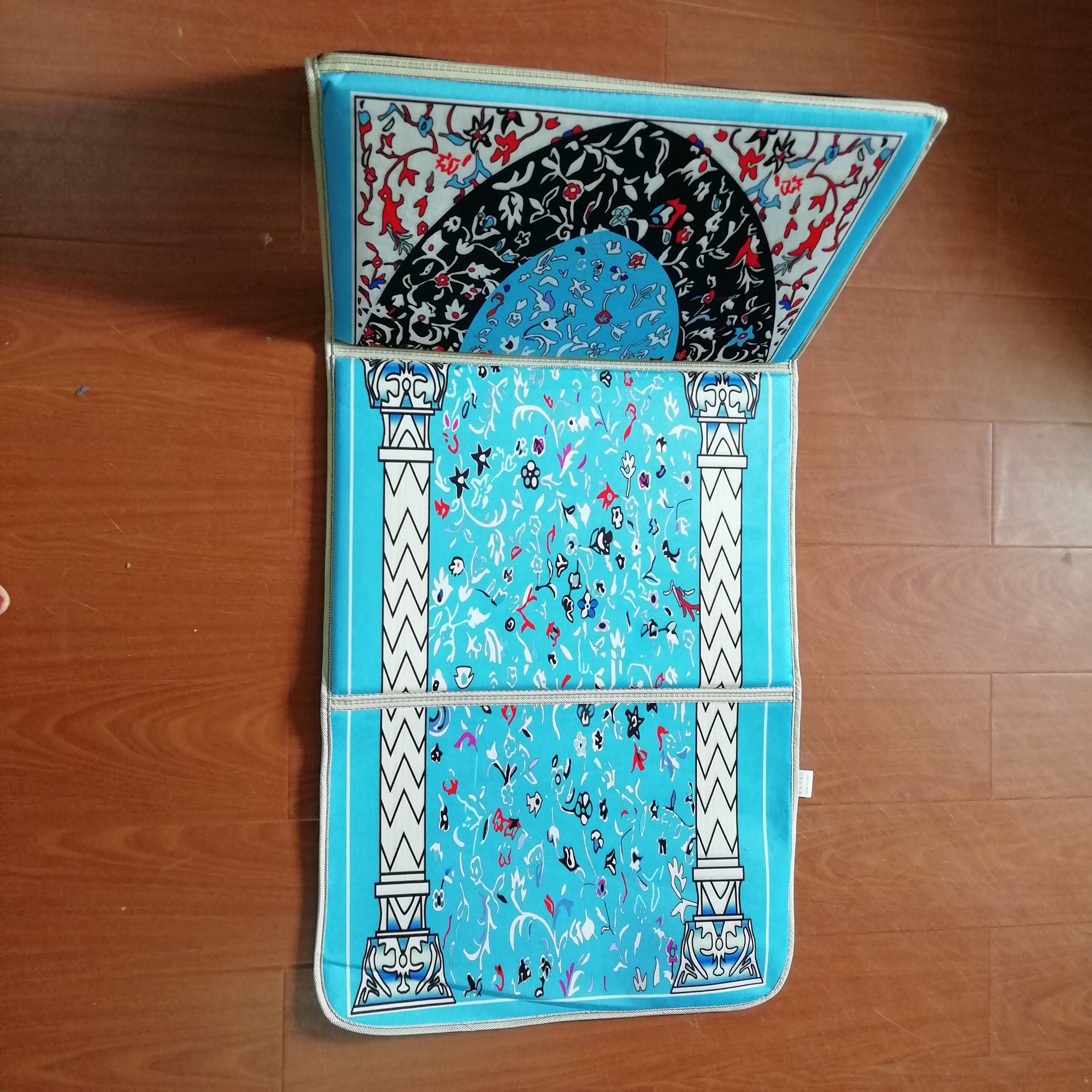 3D Printed Prayer Mat with Backrest Support, Foldable Travel Islamic Rug, Vibrant Design & Lightweight