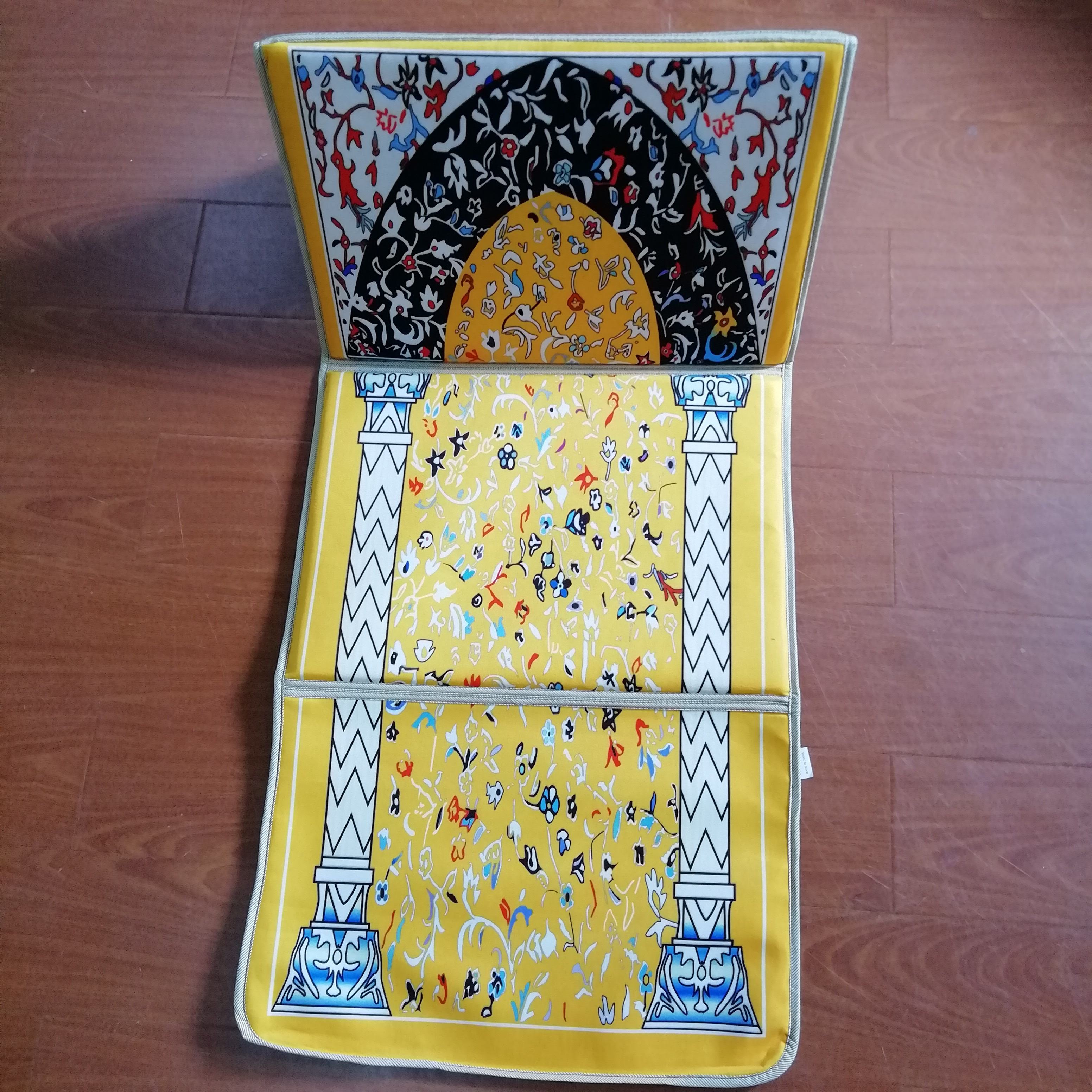3D Printed Prayer Mat with Backrest Support, Foldable Travel Islamic Rug, Vibrant Design & Lightweight
